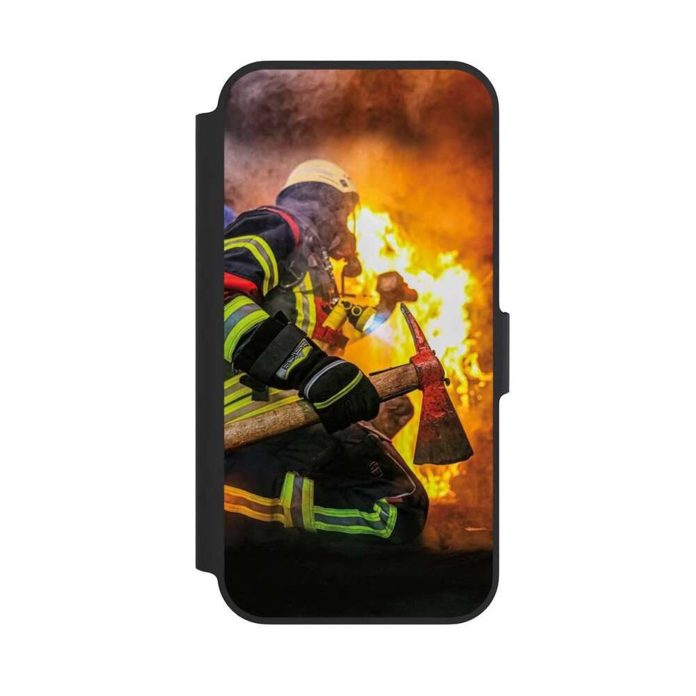 NIVOCASE Handyhülle Feuerwehr Feuer Lebensretter Volunteer Firefighter, Apple iPhone 13 Pro Klapphülle Handyhülle aus Kunst Leder