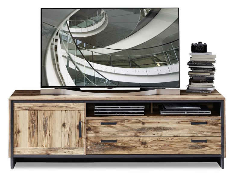 Moebel-Eins TV-Board, PASADENA TV-Board II, Material Dekorspanplatte, Alpine Lodge Nachbildung/graphitfarbig