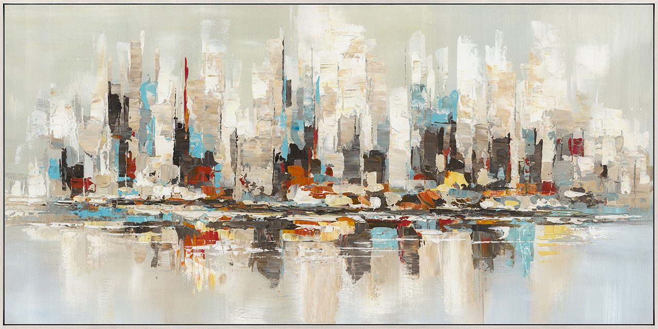 ArtUniverse Gemälde Orange & Teal Skyline 70x140 cm, Orange & Teal Skyline 70x140 cm