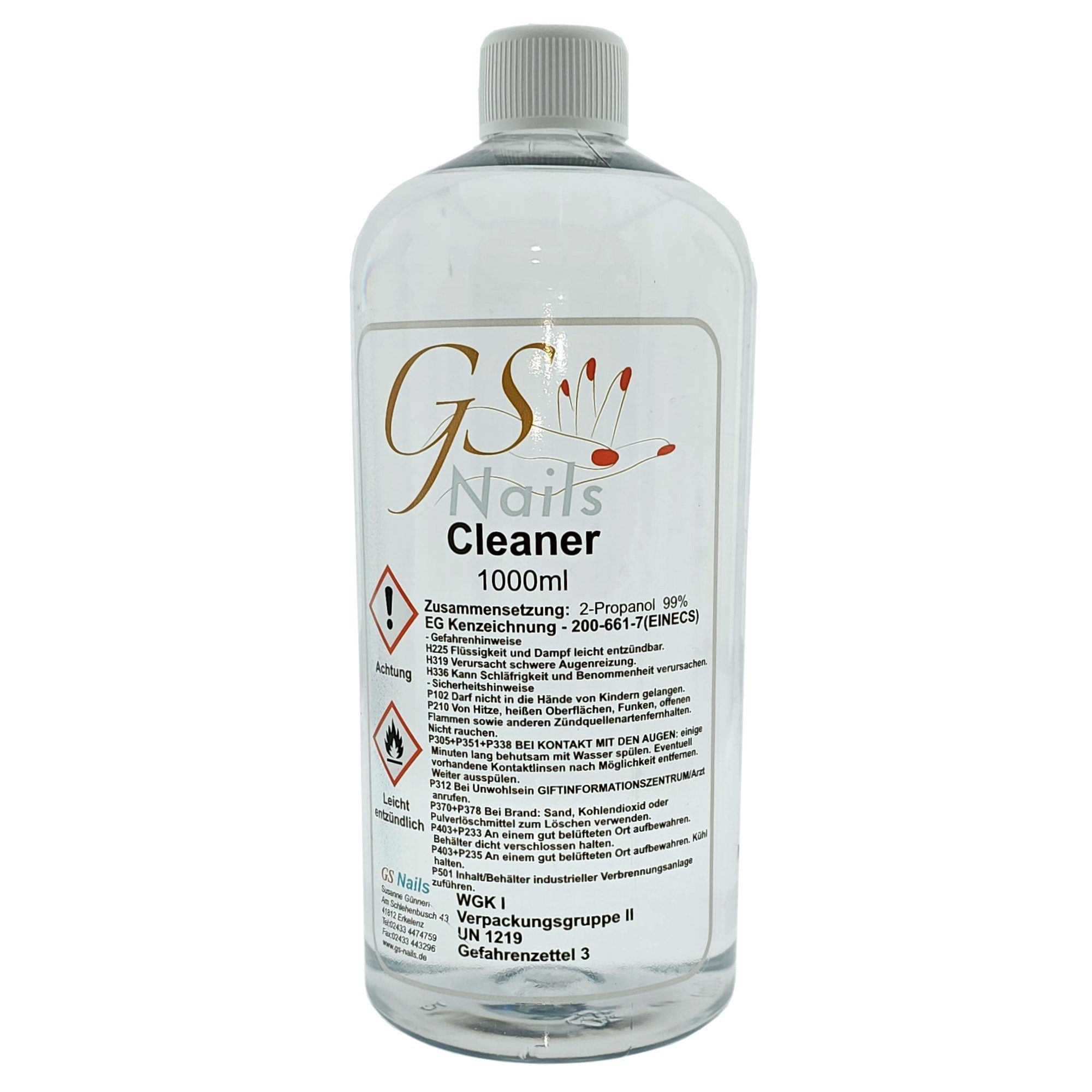 GS-Nails Nageldesign Zubehör Nagel-Cleaner - Klar 1000ml - zum Reinigen & Entfetten