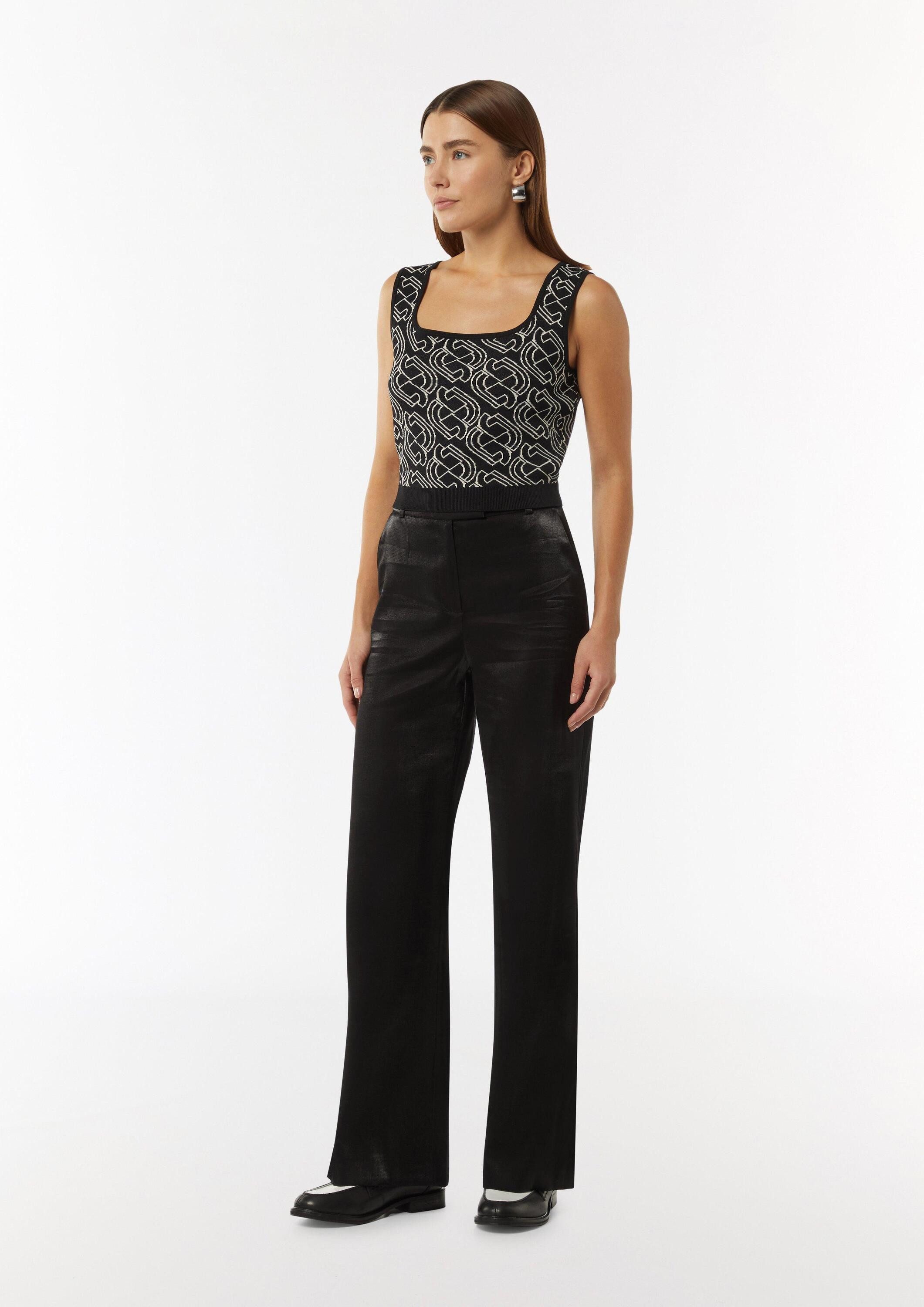 comma Chinos Hose Glänzende Marlenehose mit Schlitz-Detail günstig online kaufen