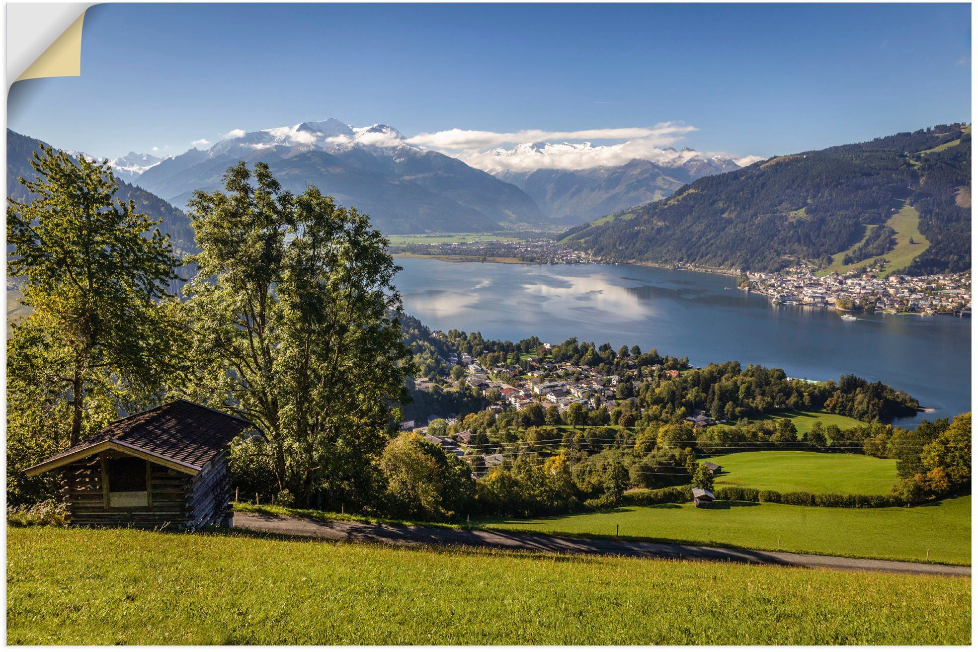 Poster Leinwandbild, den versch. auf Wandaufkleber Alubild, Zeller als Wandbild Alpenbilder & See, Artland in St), (1 Blick Berge oder Größen