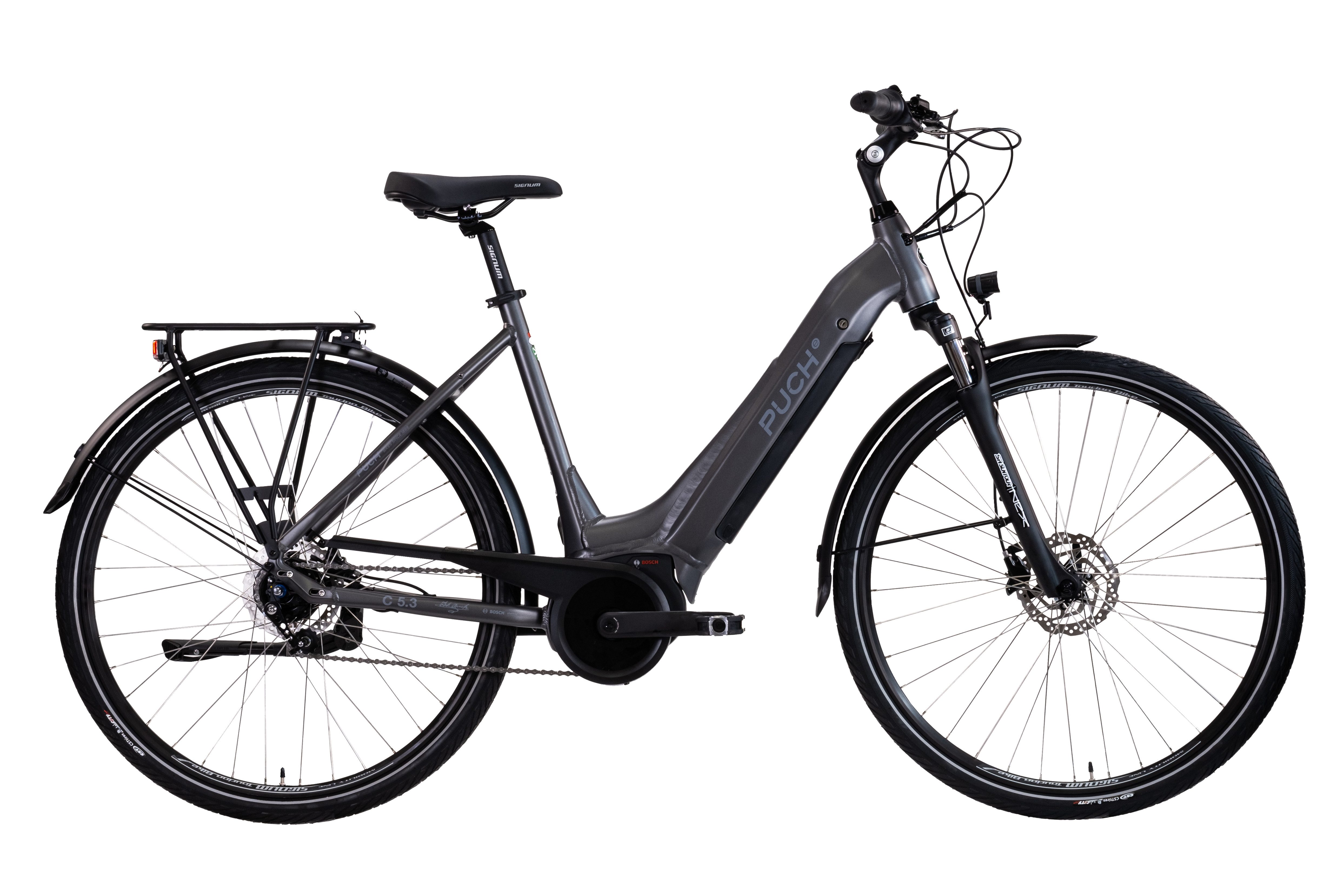 PUCH E-Bike Trekkingrad PUCH C5.3 NEXUS / BOSCH 500 Wh 28" grau 7-Gänge, 7 Gang Shimano Nexus Schaltwerk, Nabenschaltung, Mittelmotor, 500 Wh, BOSCH PERFORMANCE LINE 36 V/250 W, Mittelmotor