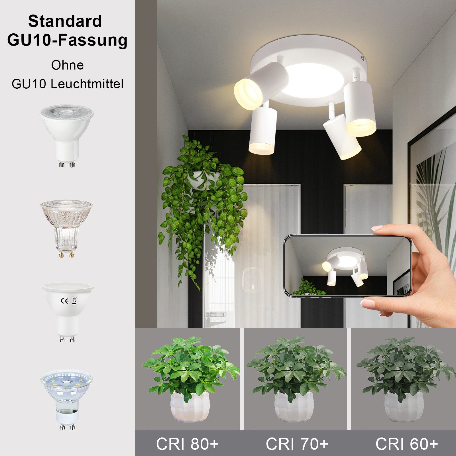 Nettlife Deckenstrahler Schwarz Schlafzimmer GU10 2/3/4 günstig online kaufen