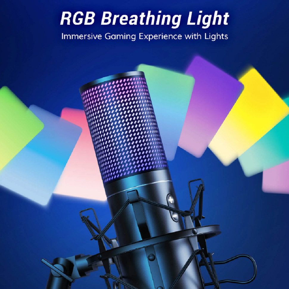 TONOR Streaming-Mikrofon Q9S RGB USB Mikrofon Gaming Streaming Podcast PC PS5 Kondensator – Bild 4 von 5