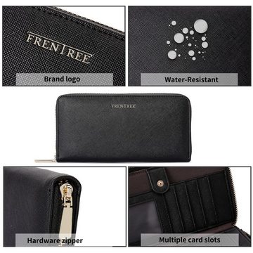 Frentree Geldbörse Damen Geldbörse für Smartphones, Portemonnaie, mit 16 Kartenfächern, Reißverschluss Sicherheitsfach und RFID Schutz