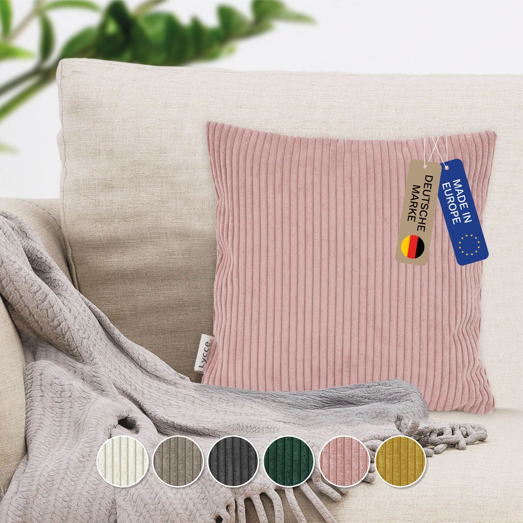 Lycce Dekokissen Kissenbezug aus trendigem Cordstoff (40x40cm), powder rosa günstig online kaufen