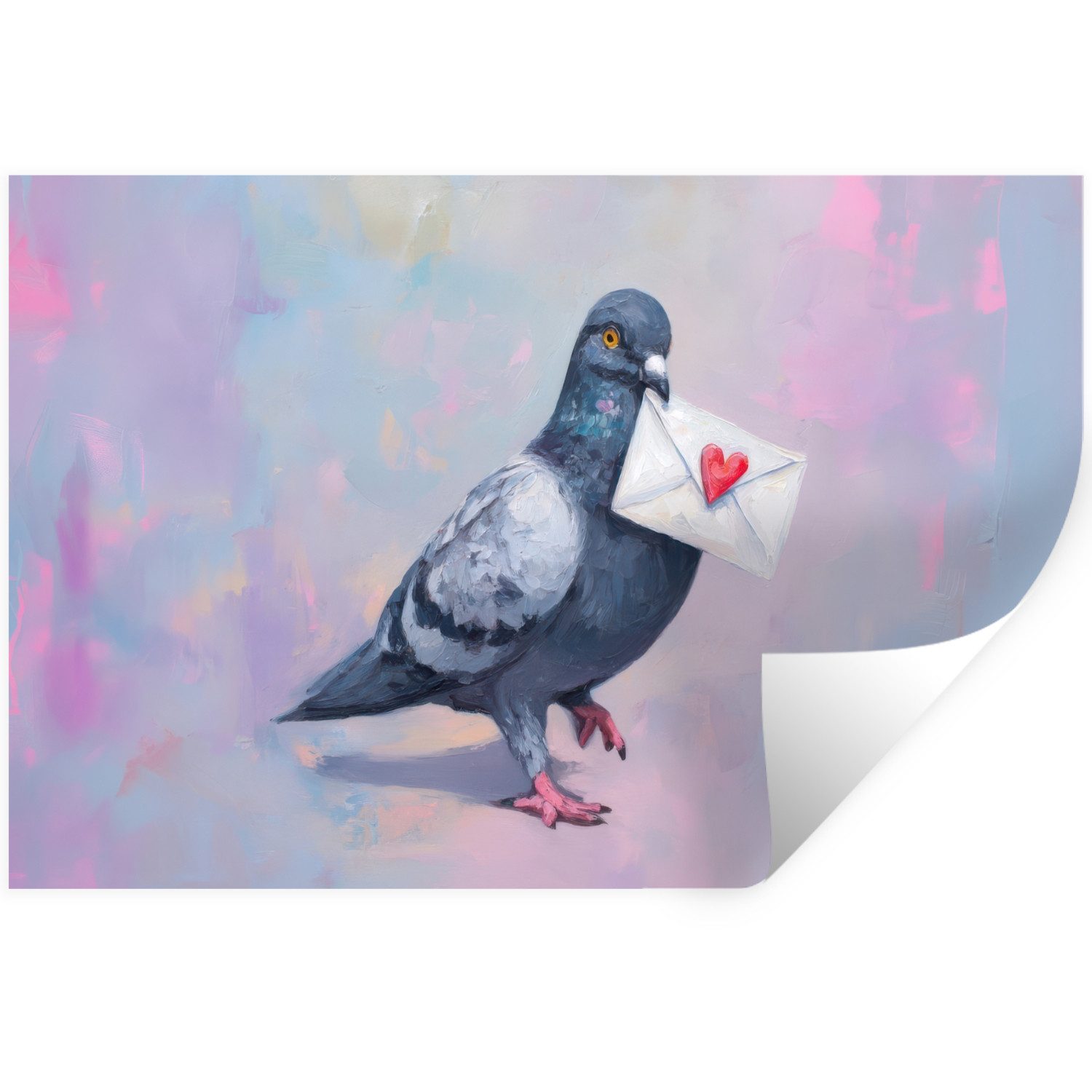 MuchoWow Wandsticker Taube - Umschlag - Lila (1 St), Wanddeko, Aufkleber, Wandtattoo, 120x80 cm