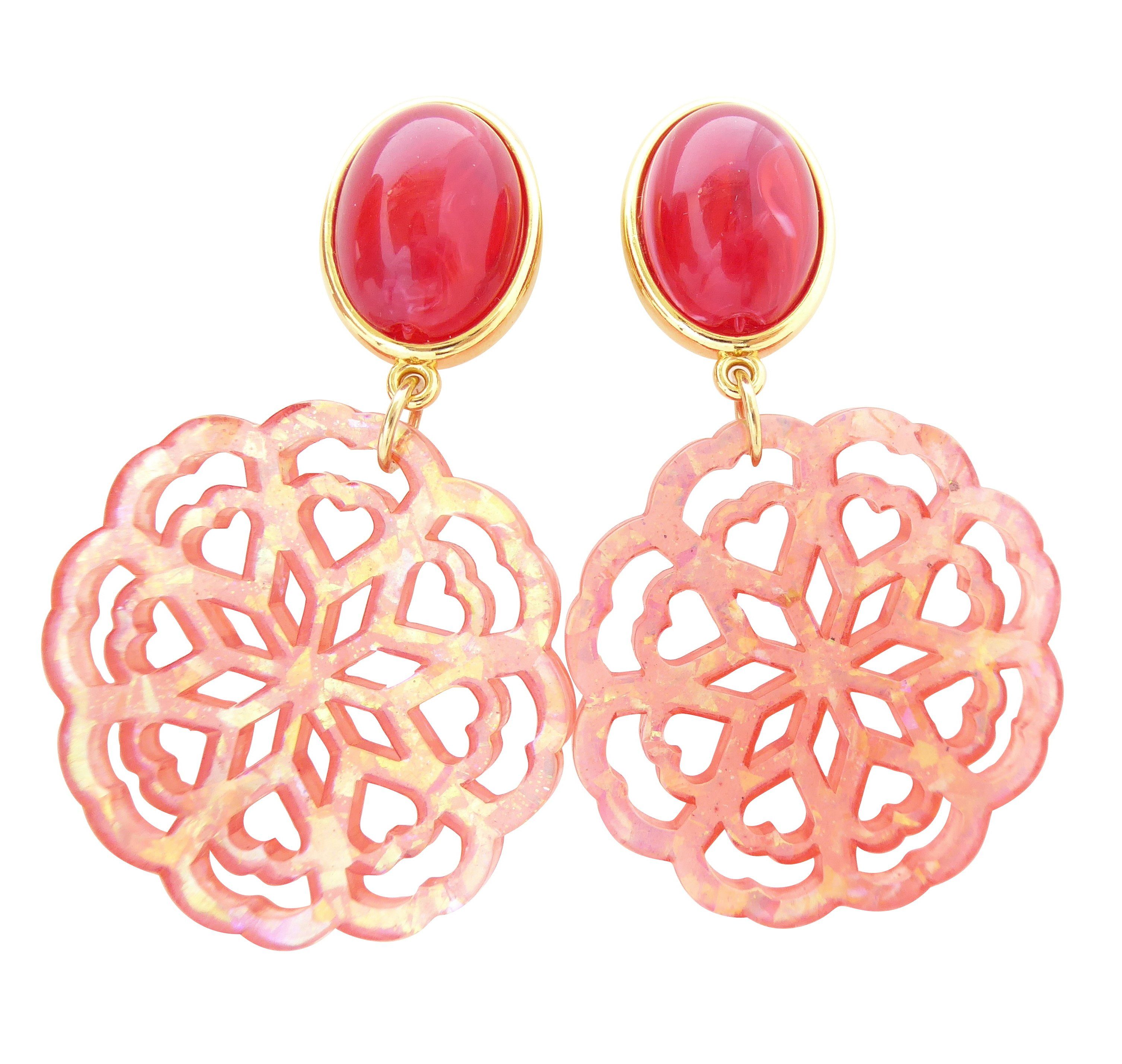 Mugello Paar Ohrstecker Carmen rot-orange auffällig elegant farbenfroh Eyecatcher, made in Germany Designer JustWin, Statementohrringe
