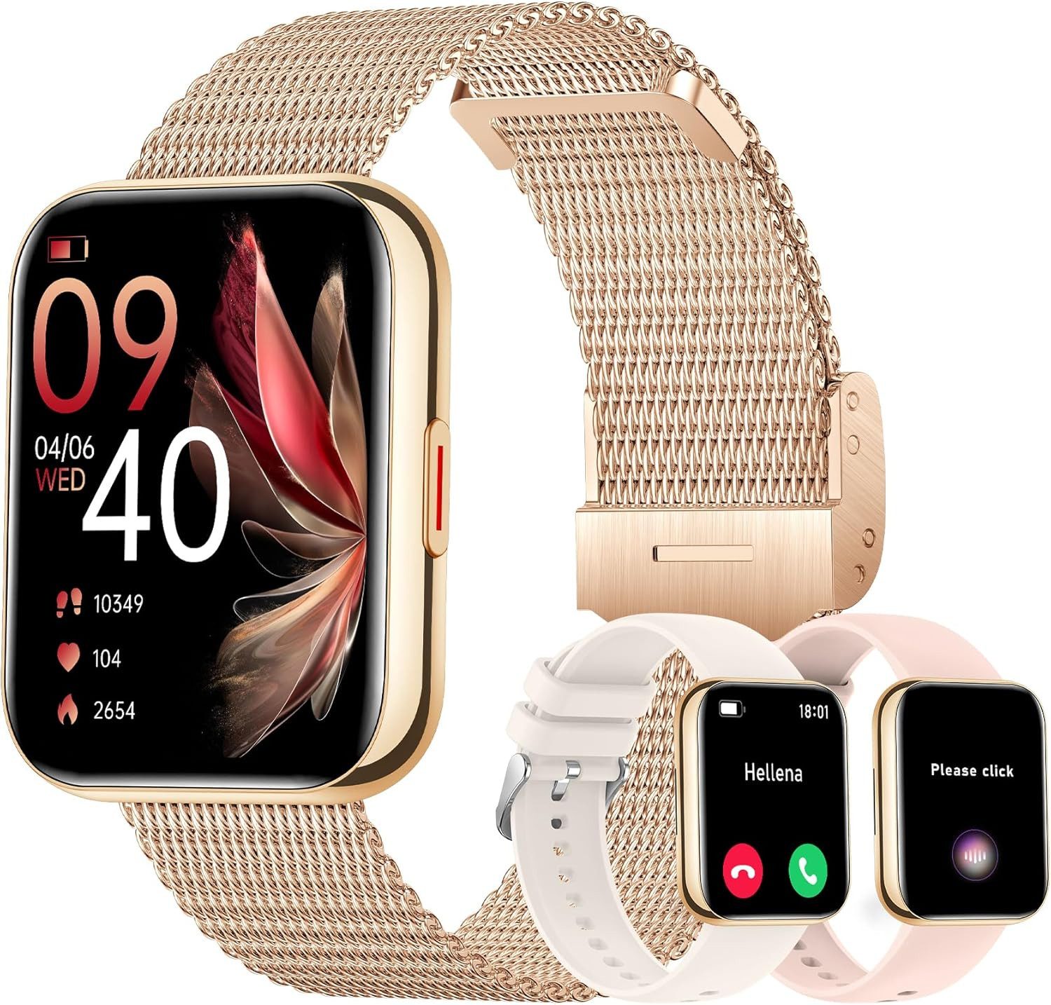 Betatree Smartwatch (4,6 cm, android ios), Smartwatch mit Telefonfunktion 1.85 Zoll Touchscreen Fitness Uhr