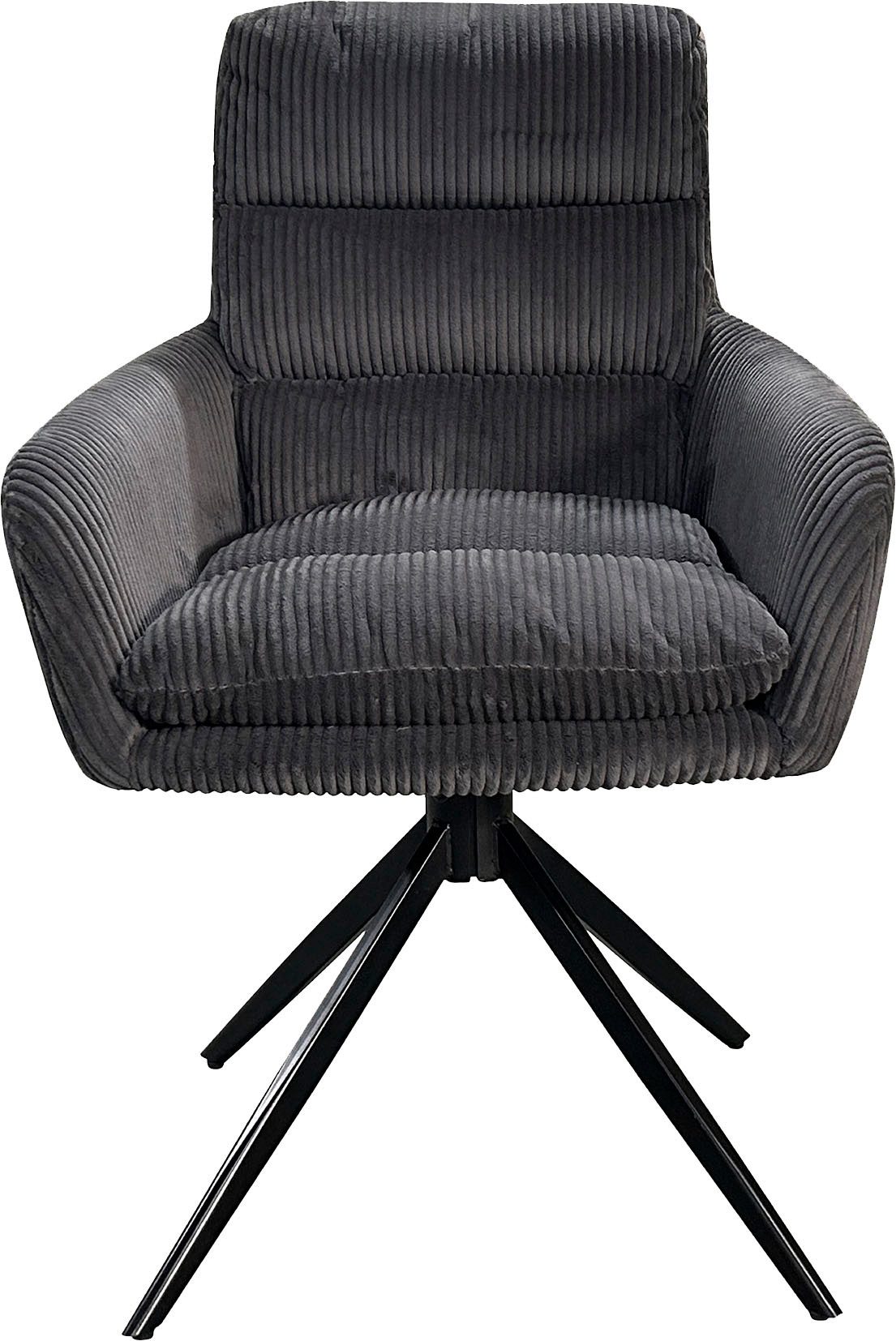 byLIVING Esszimmerstuhl Pura (Set, 2 St), Sitzschale 360°drehbar, Metall schwarz, Armlehnstuhl, diverse Farben – Bild 3 von 5
