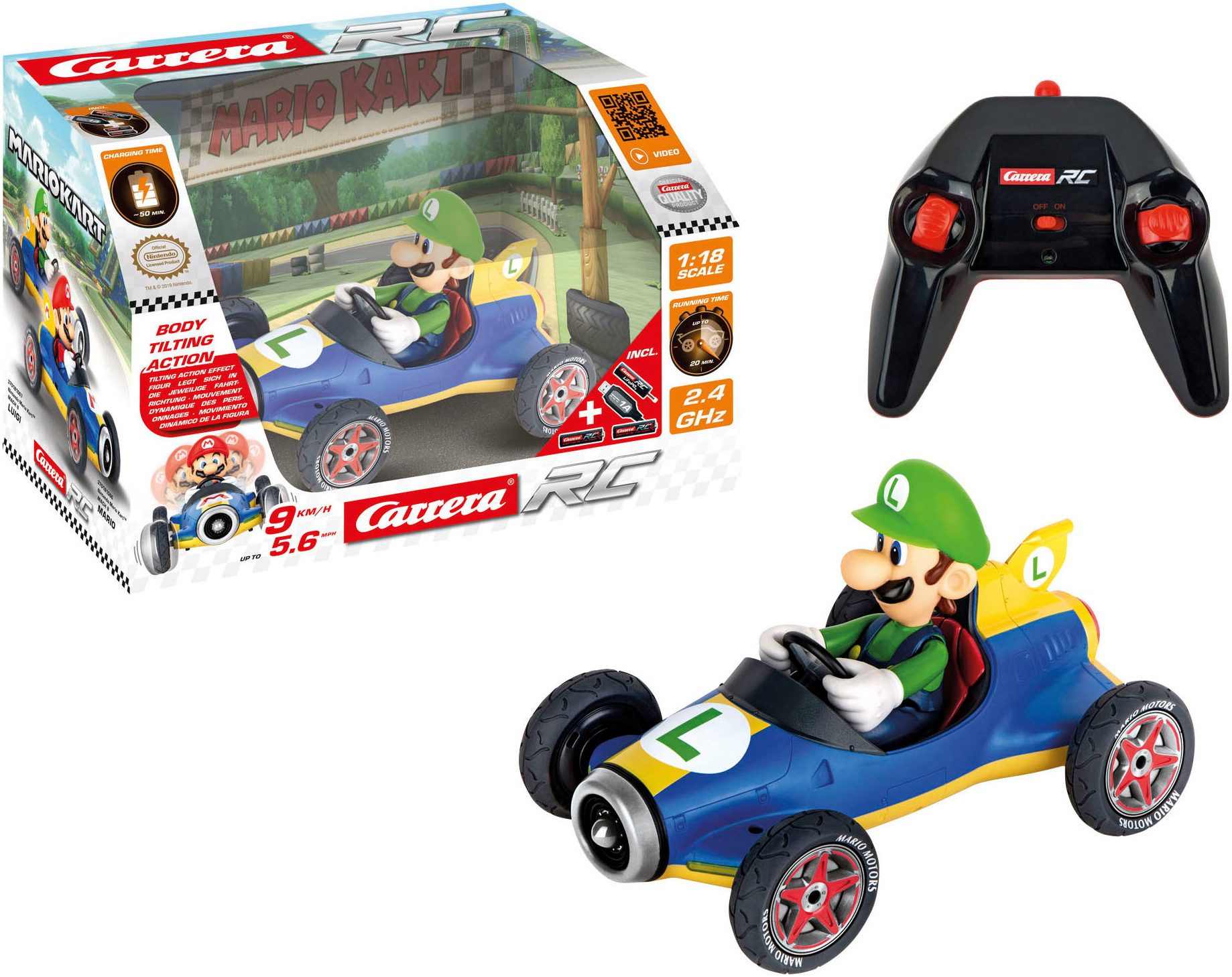 Carrera® RC-Auto Carrera® RC Mario Kart™ - Mach 8, Luigi, 2,4GHz