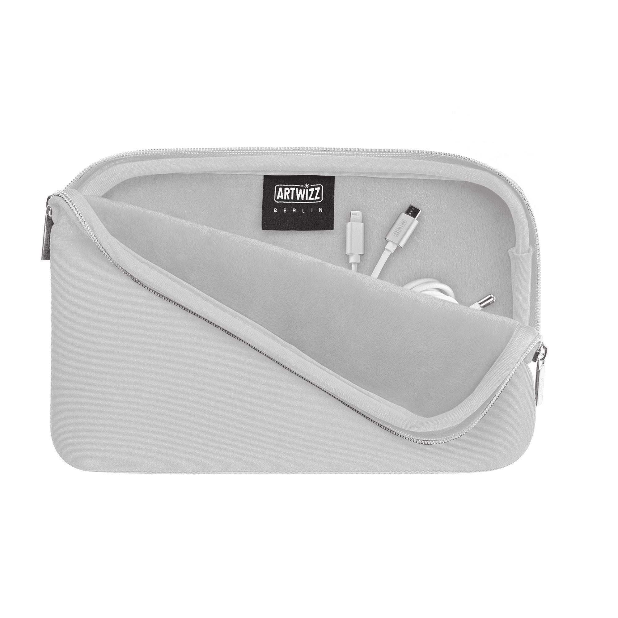 Artwizz Tragetasche Cable Sleeve, Zubehör Tasche für Kabel, Adapter, Ladegeräte, Silber