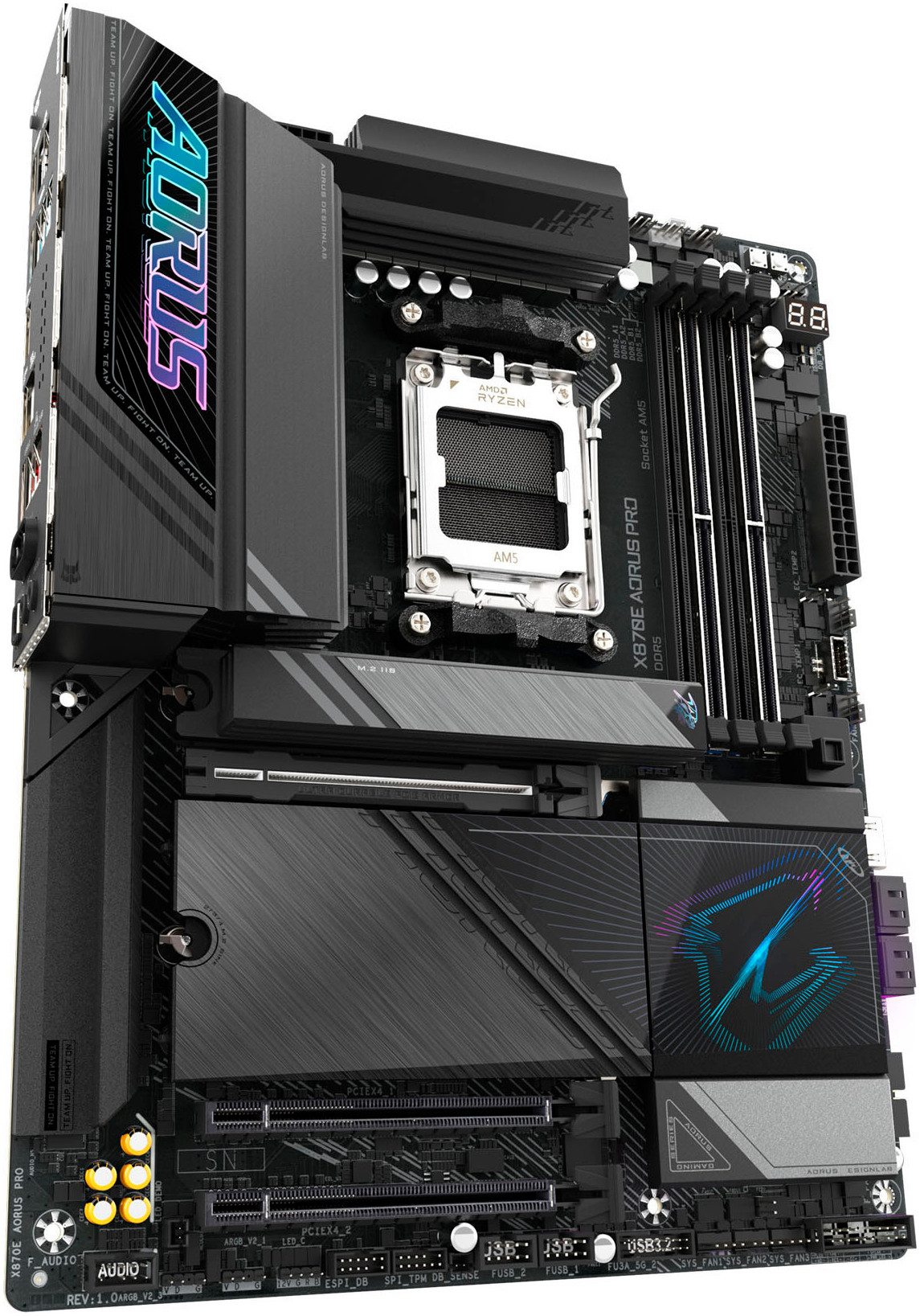 Gigabyte X870E AORUS PRO Mainboard - Unterstützt AMD Ryzen 9000 CPUs, 16+2+2 Ph Mainboard