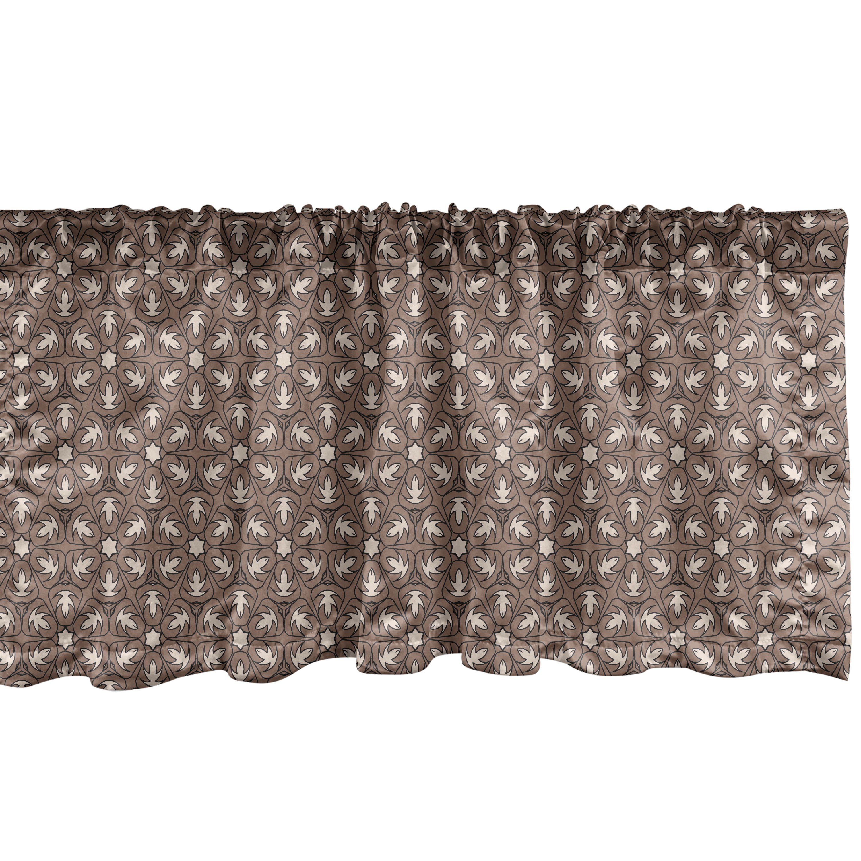 Scheibengardine Vorhang Volant für Küche Schlafzimmer Dekor mit Stangentasche, Abakuhaus, Microfaser, Abstrakt Mandala inspirierte Formen