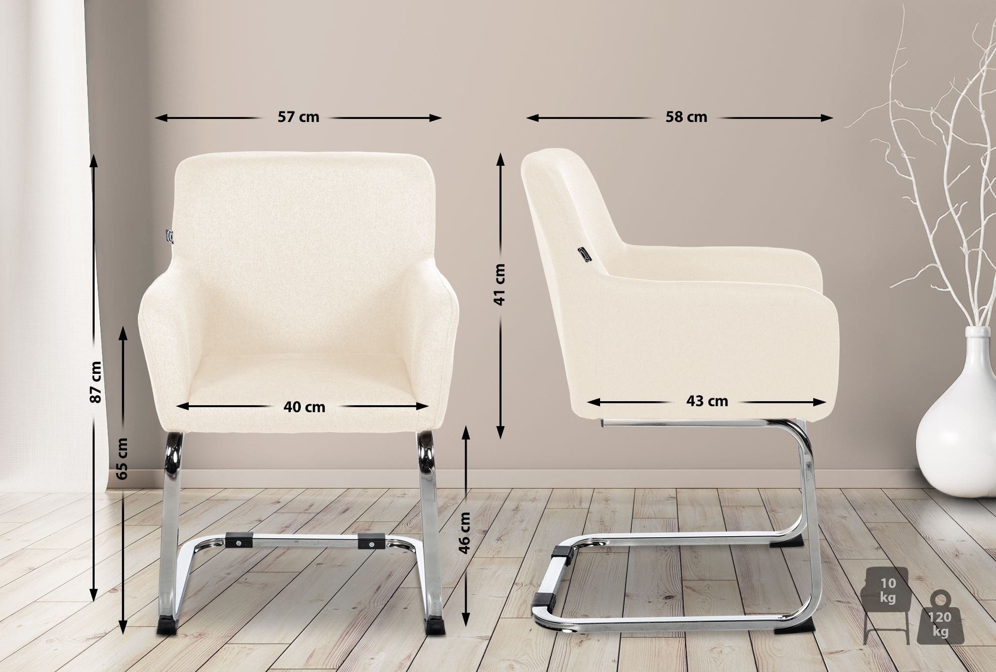 CLP Esszimmerstuhl Puka, gepolsterter Freischwinger, Edelstahl-Gestell günstig online kaufen