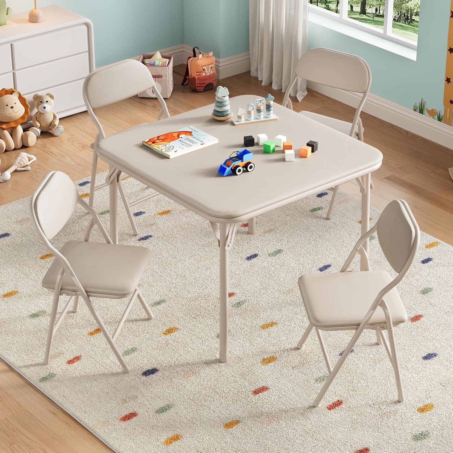 GarveeMore Kindertisch und Stuhlset klappbares 5-teiliges für Esszimmer,Kin günstig online kaufen