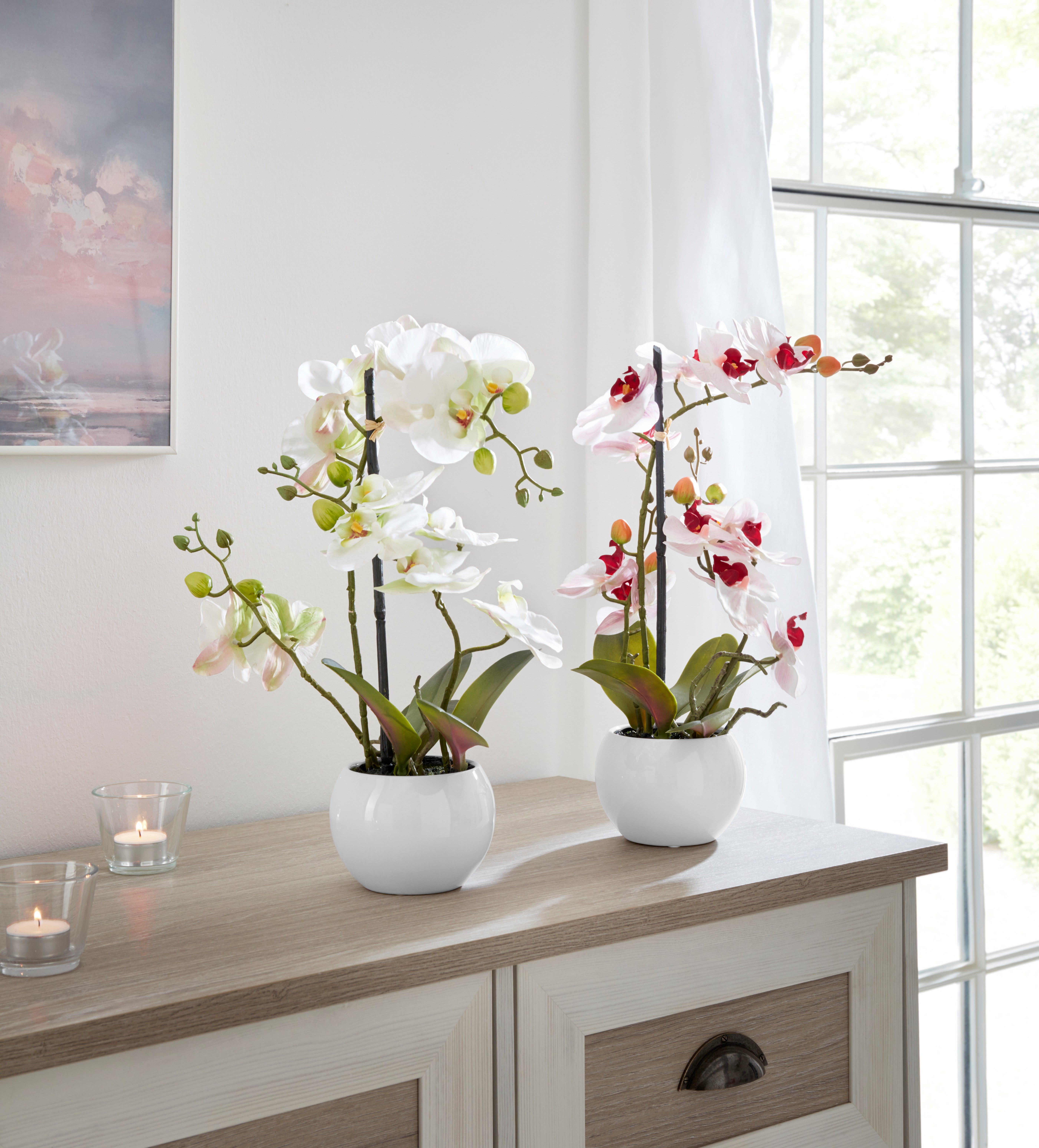 Orchidee, 42 Ernestine Kunstpflanze, Höhe cm, Kunstorchidee DELAVITA, Topf rosa im