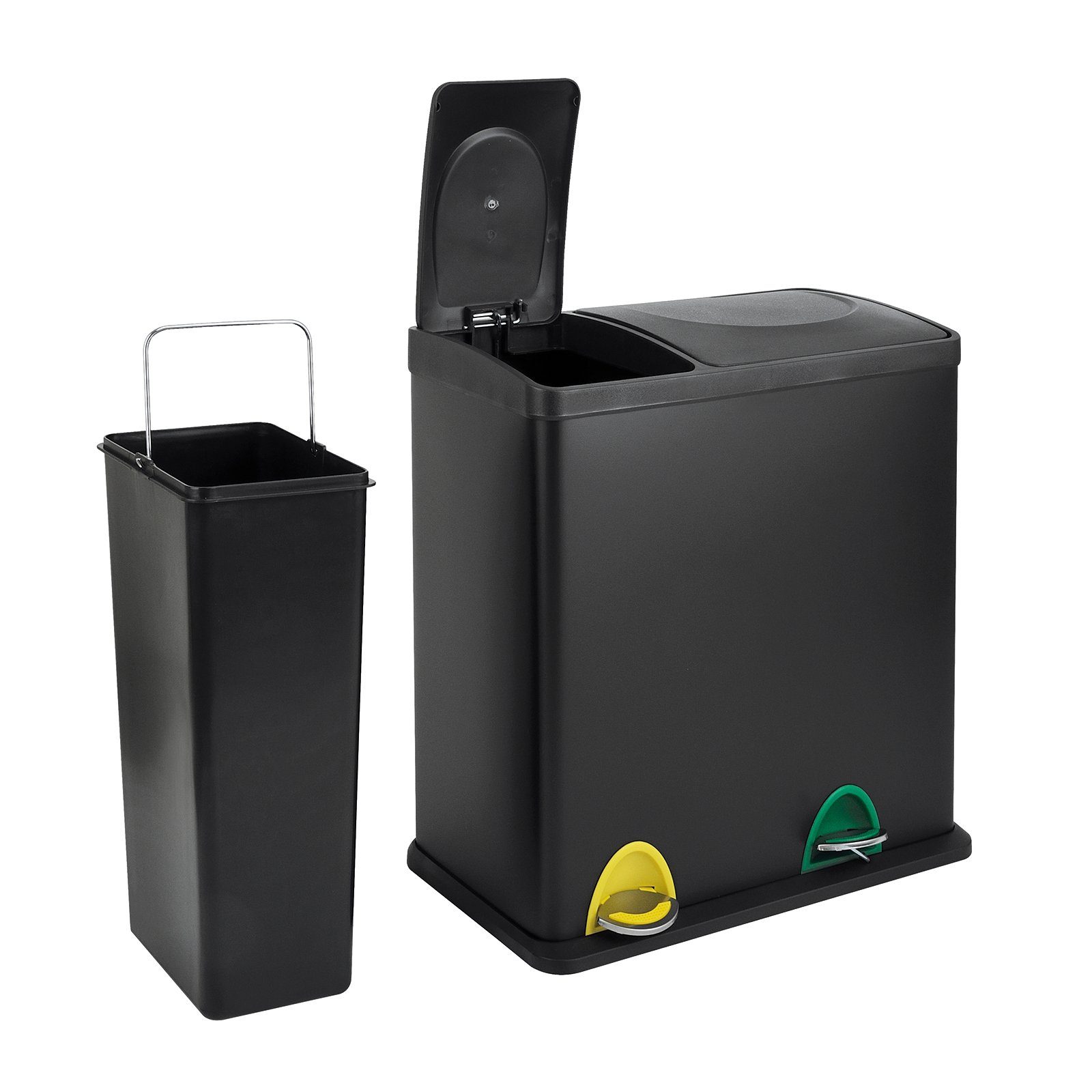 SVITA Mülleimer TC2Combo35, Treteimer, Trennsystem, Küchen-Eimer, Schwarz