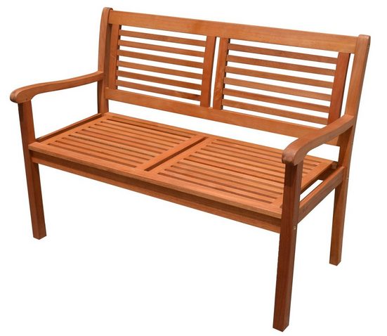 dynamic24 Gartenbank, Eukalyptus Holz Bank 2Sitzer Holzbank massiv