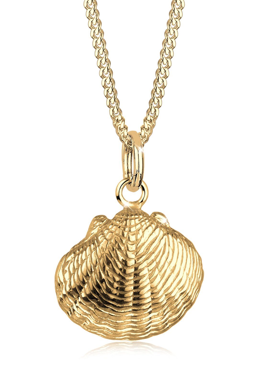 Elli Kette mit Anhänger Muschel Anhänger 925 Sterling Silber vergoldet, Mus günstig online kaufen