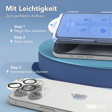 EAZY CASE Schutzfolie 2x Displayschutz iPhone 15 Pro Max + Kameraschutz, (2er Set), Display Schutzglas 6,7" Displayfolie Ultra Klar Schutz Glas Hartglas