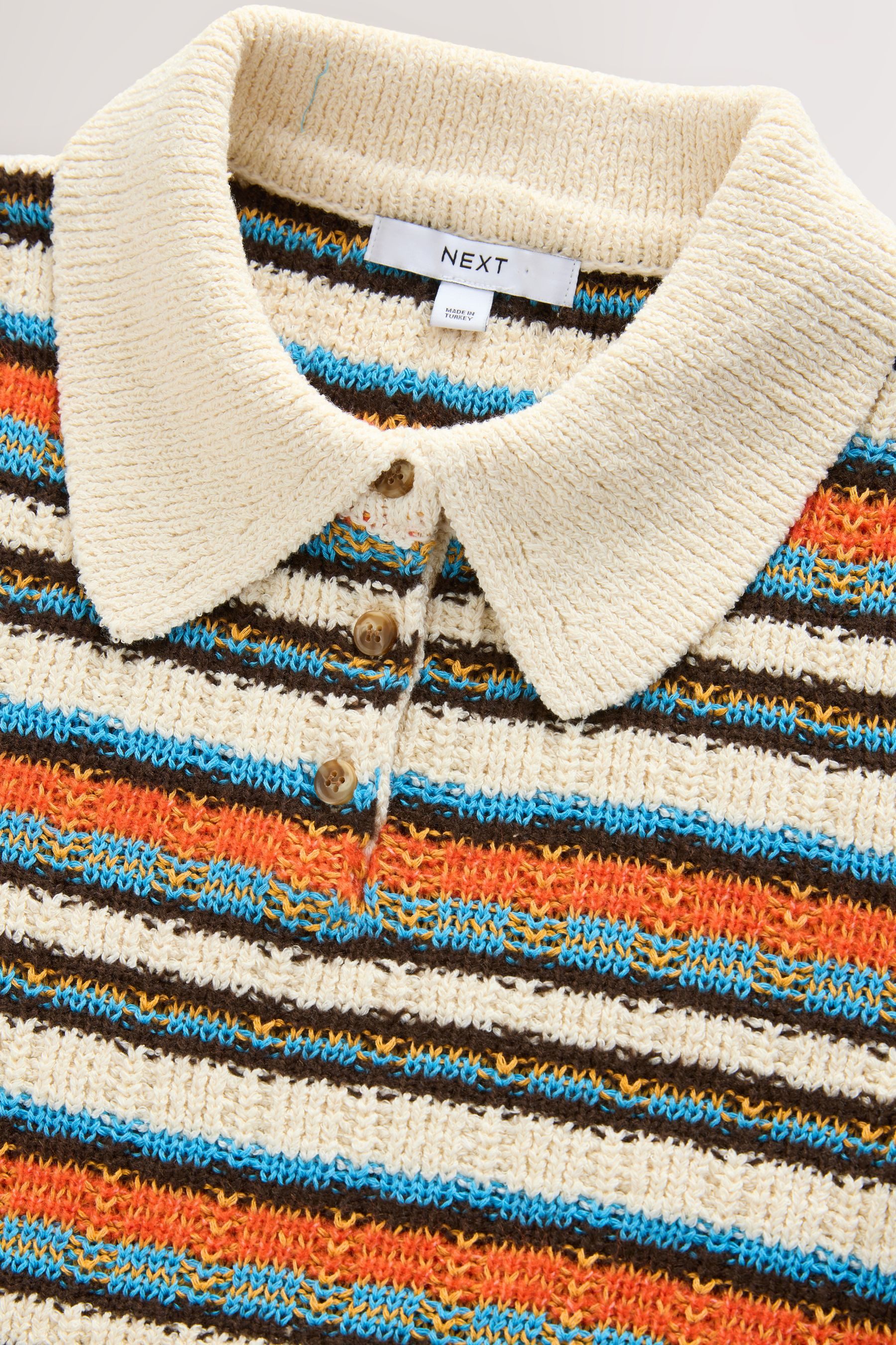Next Polokragenpullover Kurzärmeliges Strick-Poloshirt mit Streifen günstig online kaufen