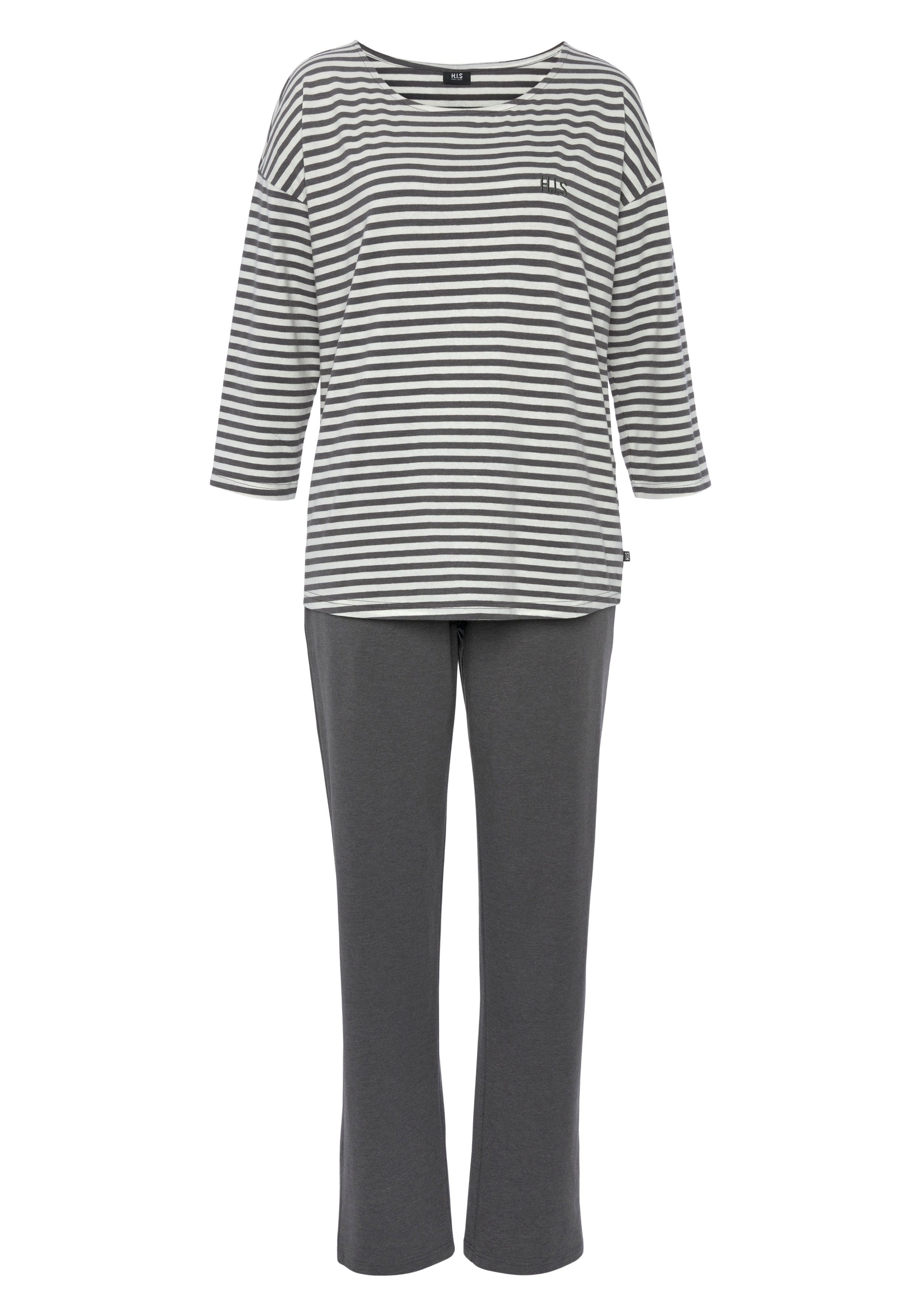 H.I.S Pyjama (2 tlg) mit Logostickerei auf der Brust günstig online kaufen