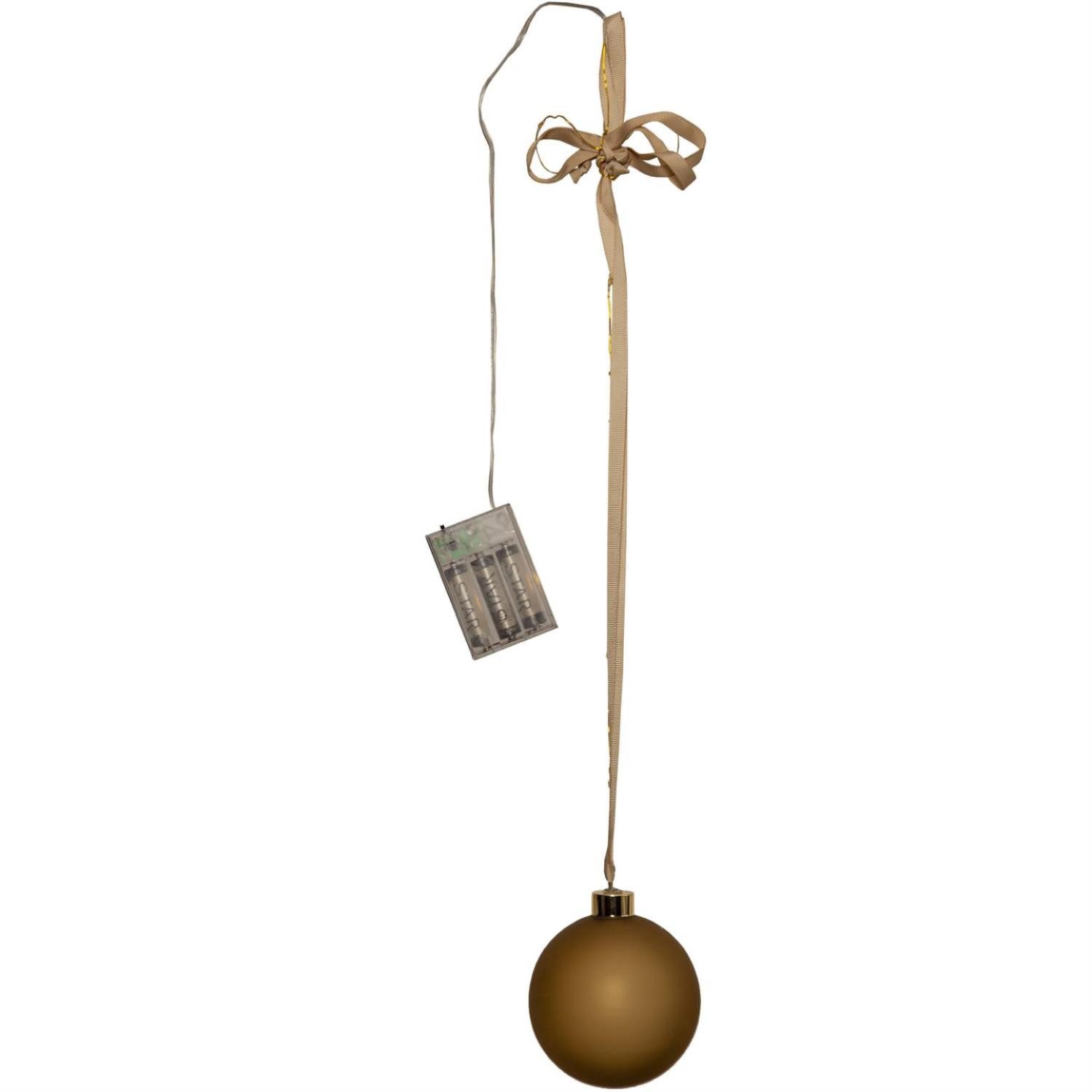MARELIDA Weihnachtsbaumkugel LED Weihnachtskugel beleuchtete Christbaumkugel Glas Timer gold 10cm (1 St)