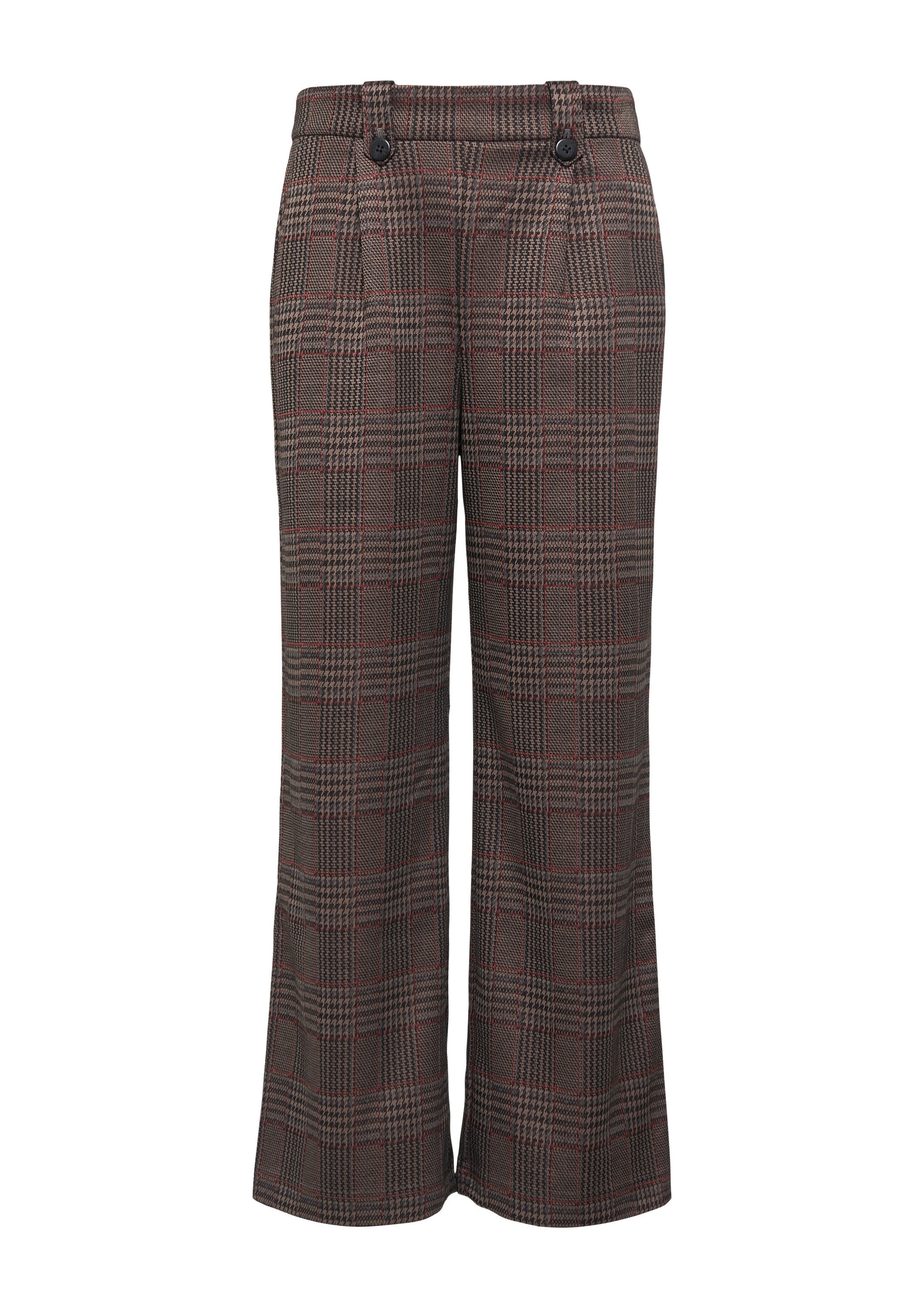 QS Chinos Hose Gemusterte Wide-Leg-Hose aus Interlock-Jersey