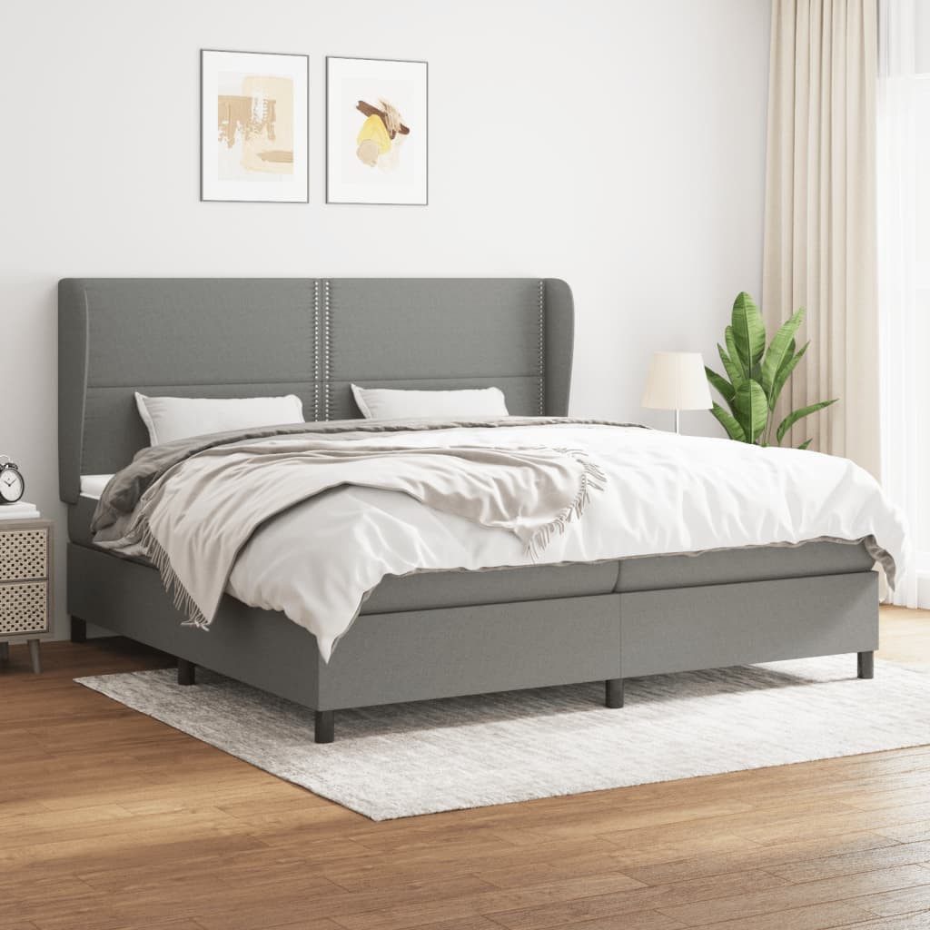 Boxspringbett 200 x 200 cm Boxspringbett mit Matratze Dunkelgrau 200x200 cm Stoff Be
