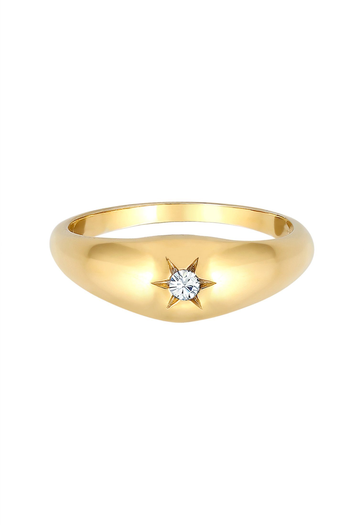Elli Siegelring Siegelring Stern 925 Silber, mit Kristallen von Swarovski®