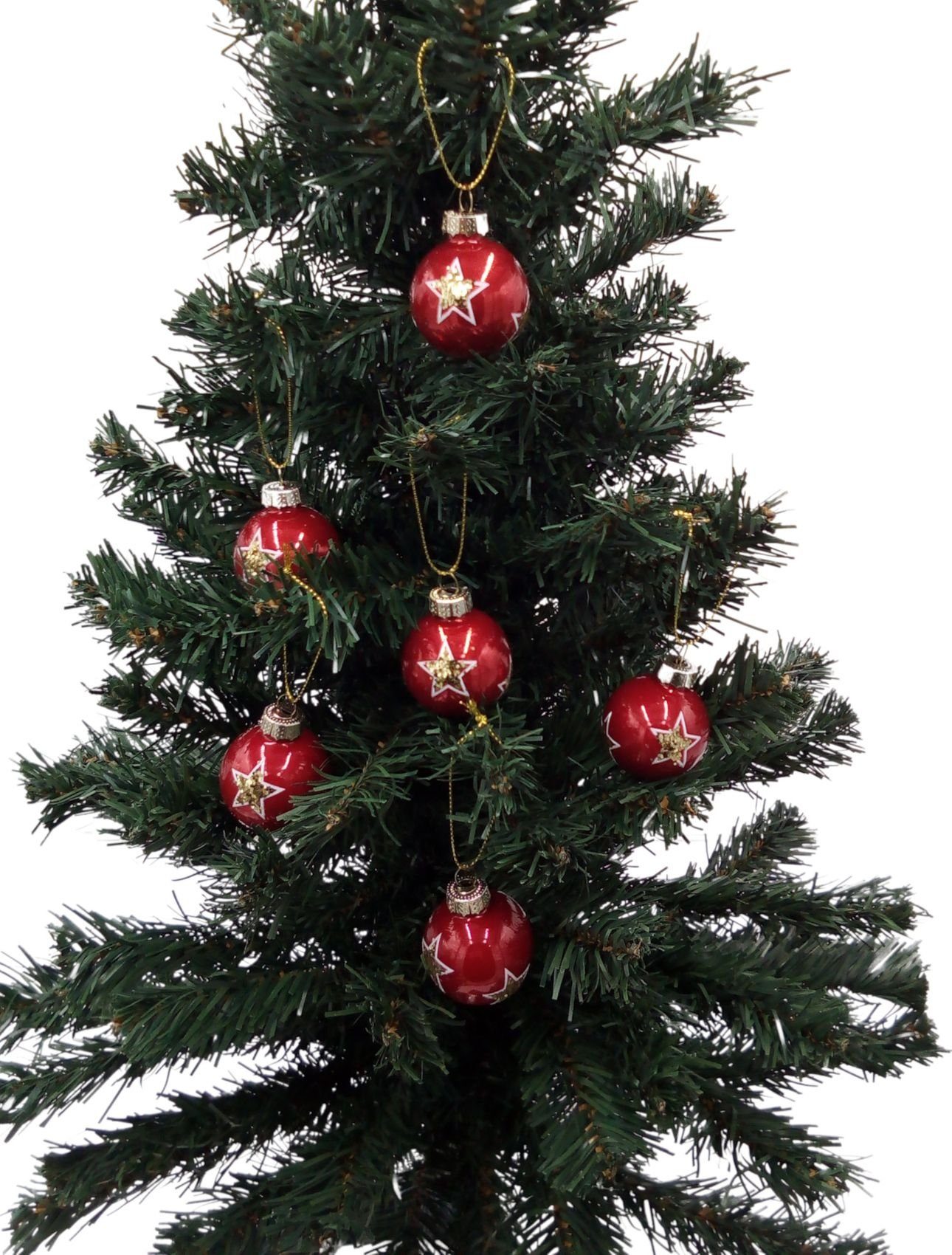 6er-Set Glas-Weihnachtsbaumkugeln rot/Stern Christbaumkugeln Weihnachtsschmuck Weihnachtsbaumkugel BURI