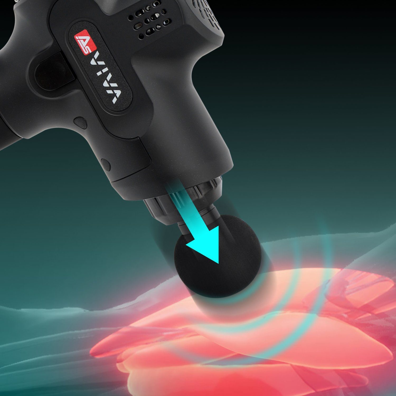 AsVIVA Massagepistole MGN1 Massage Gun Physiovibe Pro, Wärmeaufsatz mit 3 Stufen, LCD Touchscreen Display, 8h Akkulaufzeit