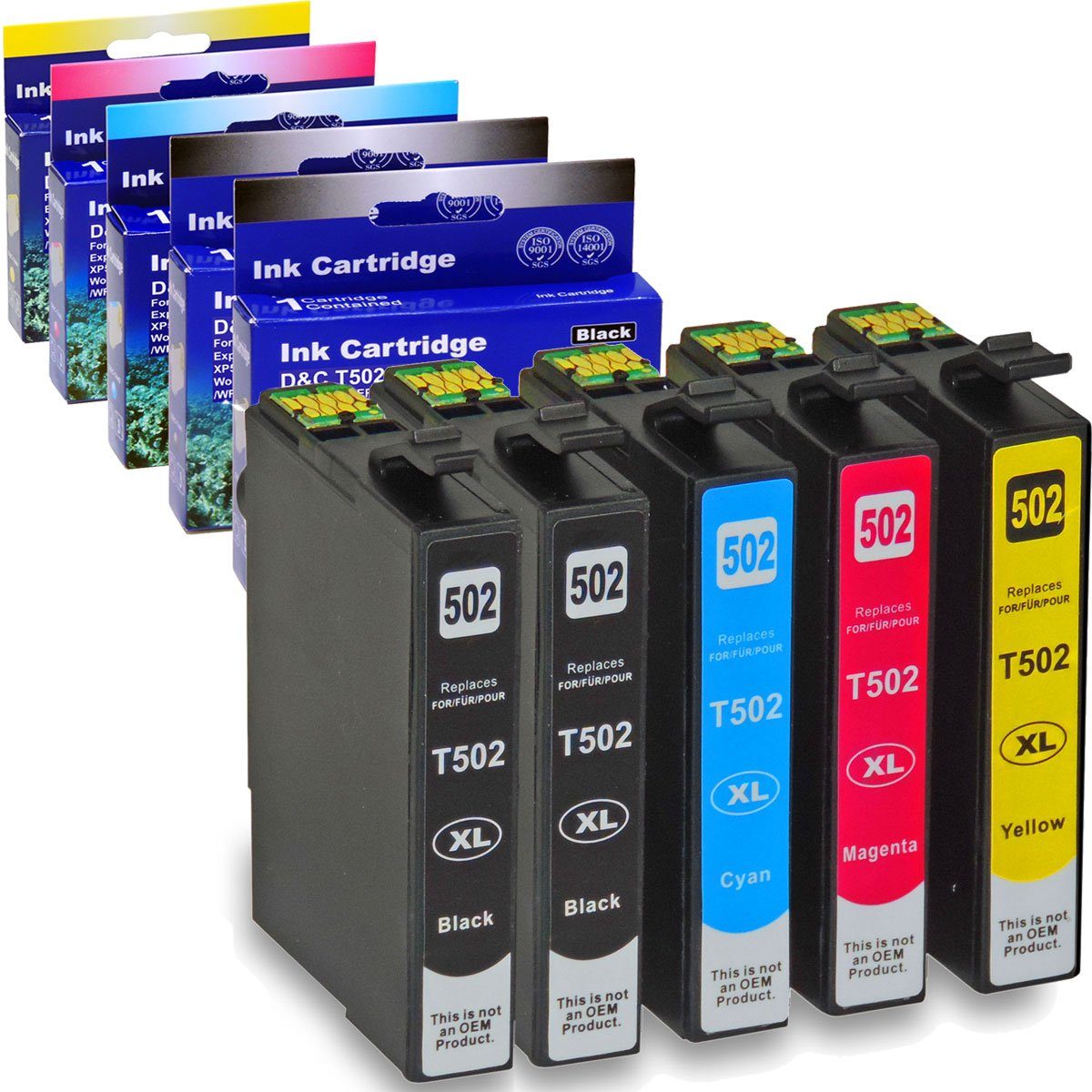 Kompatibel Epson Fernglas, T02W6, 502XL, C13T02W64010 Multipack 5-Farb Tintenpatrone (Set, XP-5150)