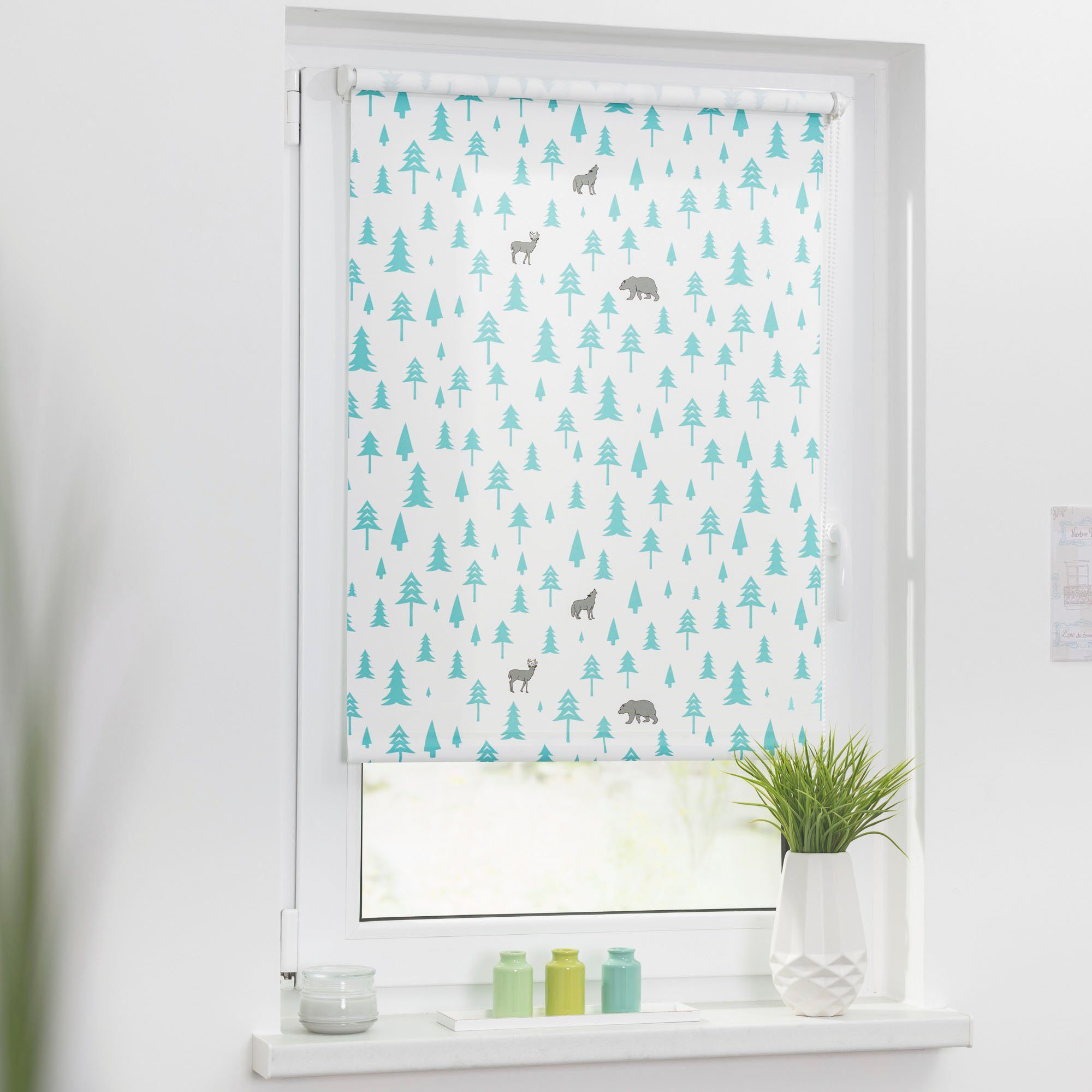 Seitenzugrollo Klemmfix Motiv Okko, LICHTBLICK ORIGINAL, Lichtschutz, ohne Bohren, freihängend, Klemmfix, bedruckt