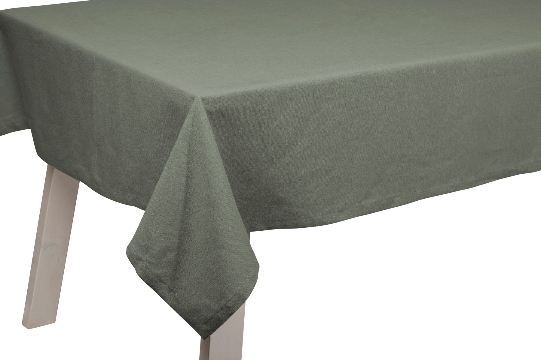 PICHLER Tischdecke Leinenuni uni Tischdecke 1er Set 170 x 130 cm PURE Rechteck oliv, 2 (1-tlg), Tischdecke Tischläufer Fest Feier Kommunion