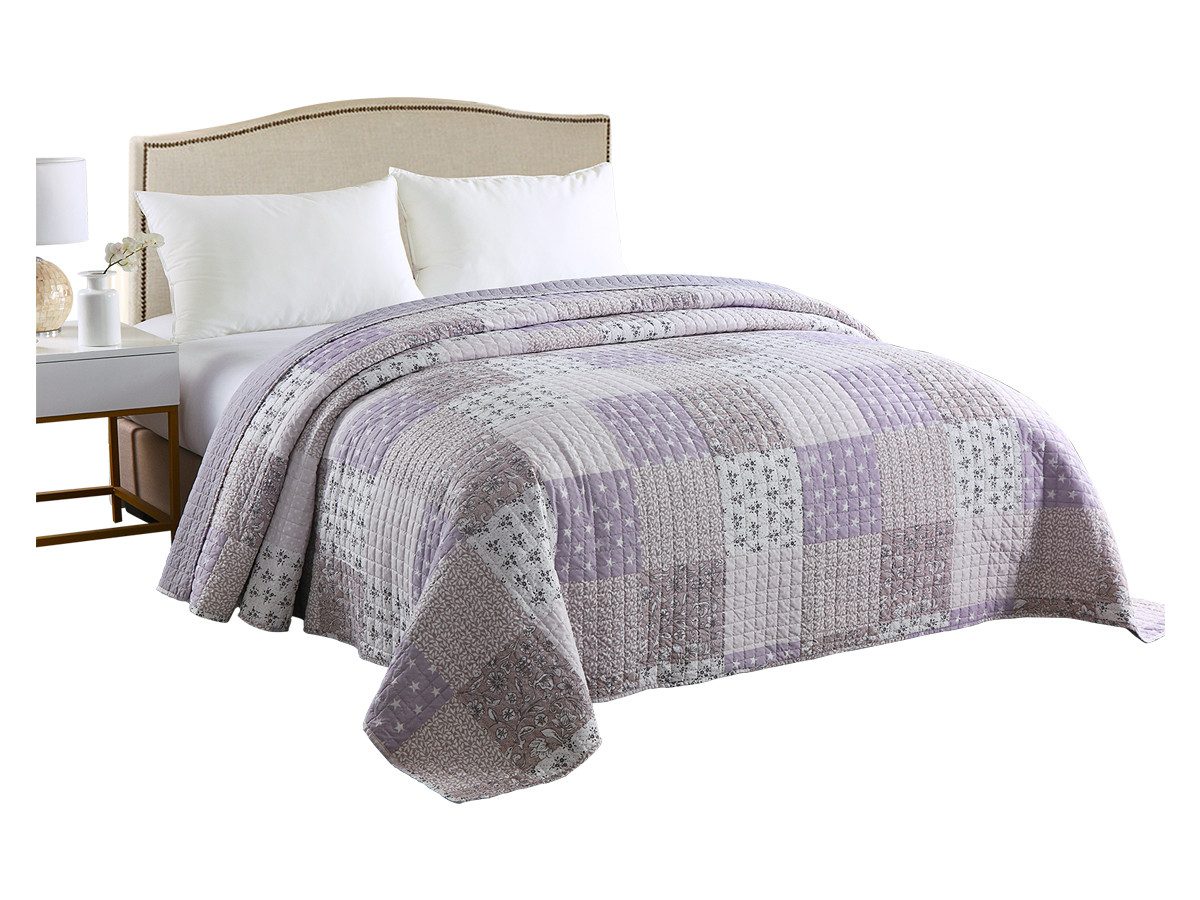 Woltu Tagesdecke, Bettdecke in Patchwork-Design lila günstig online kaufen