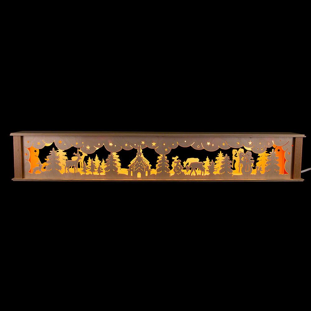 Erzgebirge-Palast Schwibbogen Schwibbogen-Unterbau Seiffener Kirche (71,8x11,6cm) von Schwibbola