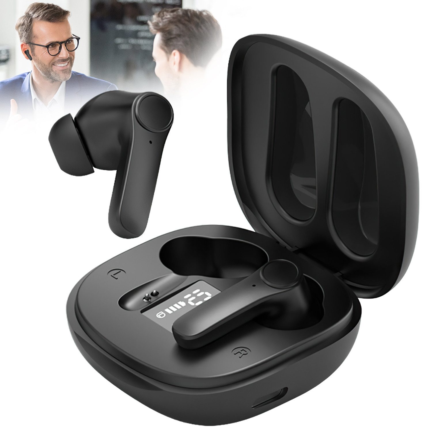 MOPUEA Übersetzungs Kopfhörer, Online Sprachübersetzer Ohrhörer Bluetooth Bluetooth-Kopfhörer (144 Sprachen und Akzente 0,5s Schnelle Übersetzung 4 Modi, Ohrhörer Übersetzergerät für Alltag, Arbeit, Reisen)