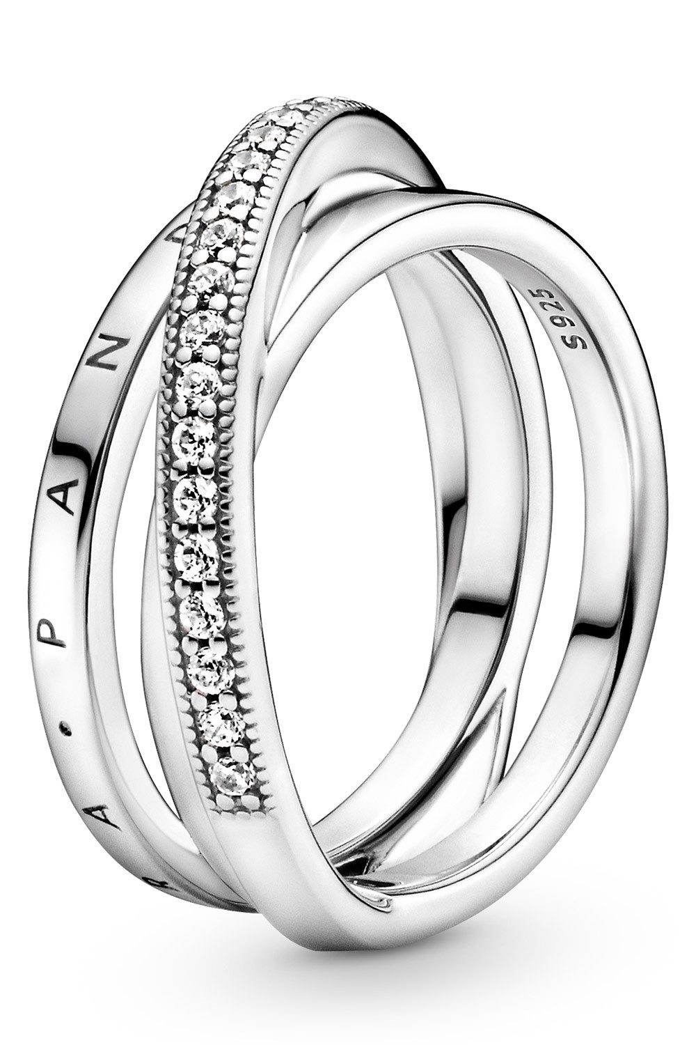 Pandora Silberring Damen-Silber Dreifach Gete Pavé Schienen günstig online kaufen