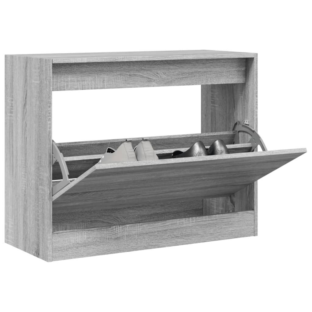 vidaXL Schuhschrank 80 x 34 x 63 cm Schuhschrank Grau Sonoma 80x34x63 cm Spanplatte