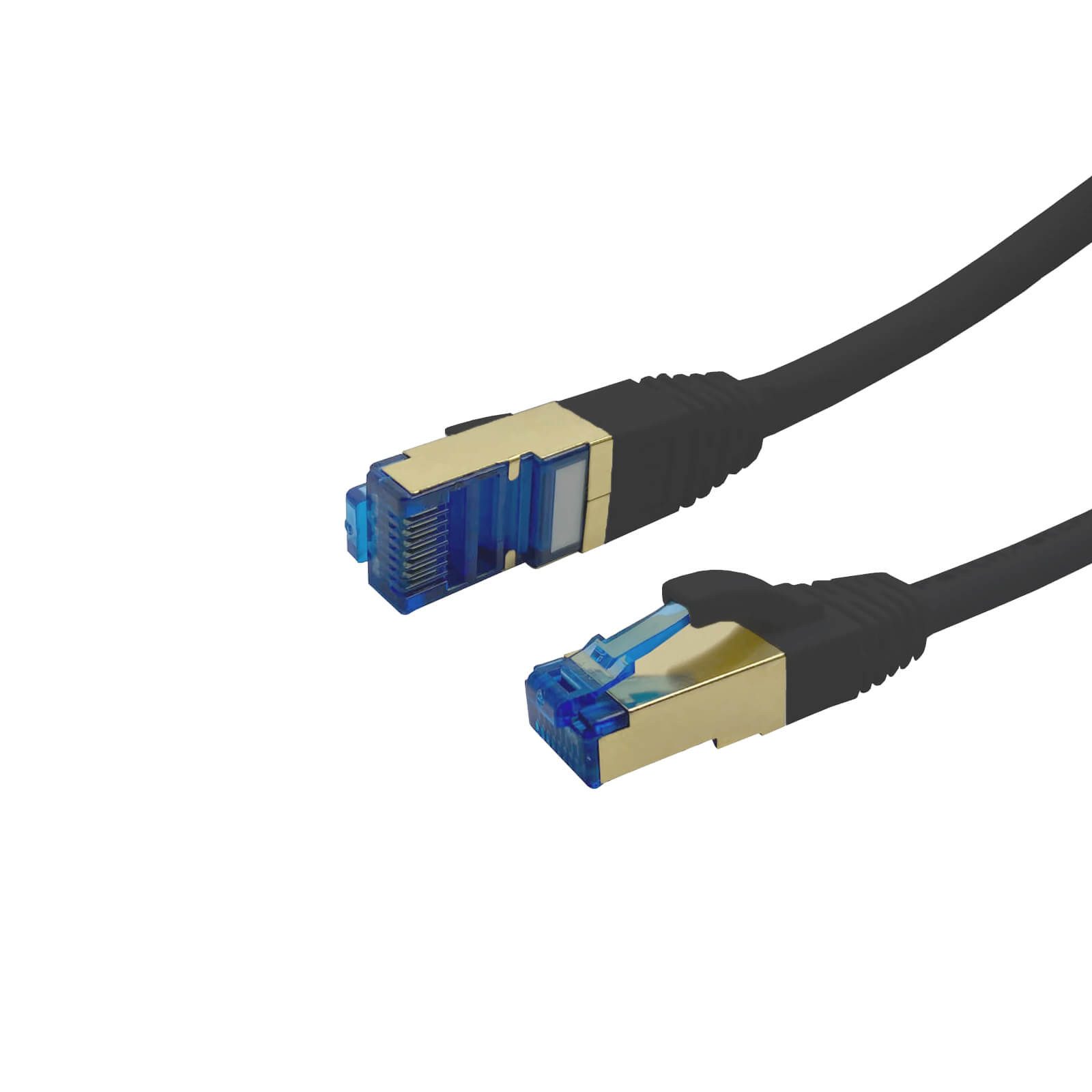 ProfiPatch CAT 7 Patchkabel Ethernet RJ45 Netzwerkkabel Rohkabel LAN-Kabel, RJ45, (25 cm), vergoldet, halogenfrei, schwarz