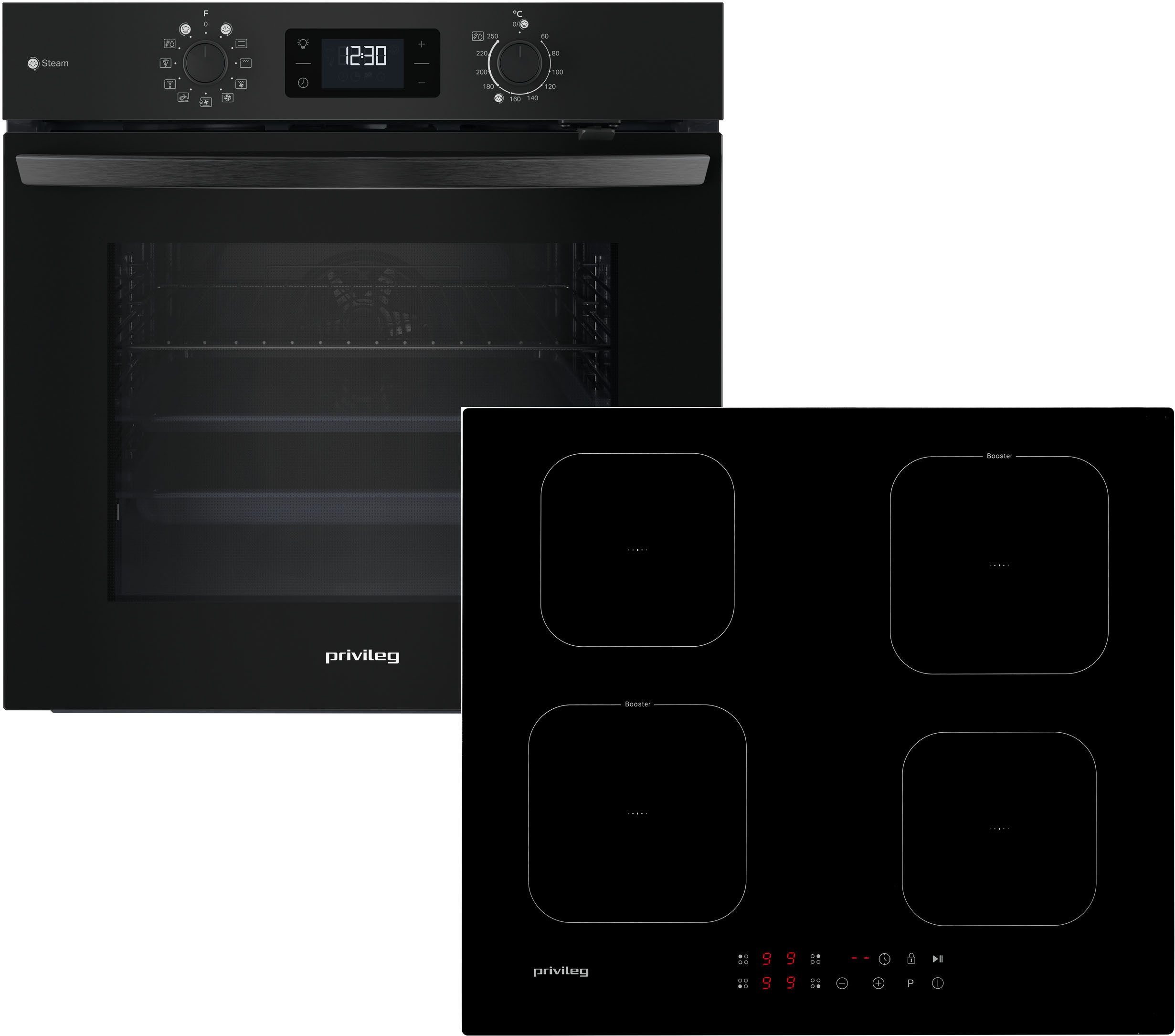 Privileg Backofen-Set BAKO Turn&Go Steam 620, mit Teilauszug, Hydrolyse, Hydrolyse - schnelle und mühelose Reinigung mit der Kraft des Dampfes