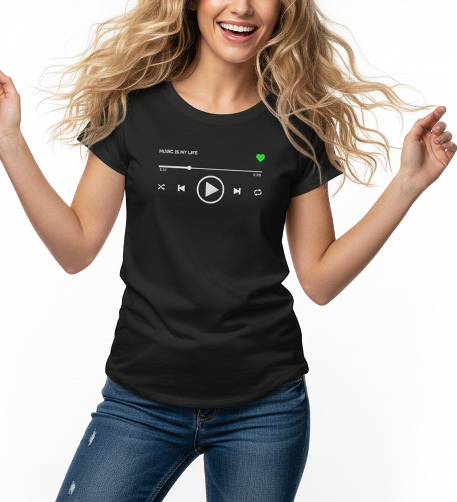 MAKAYA Print-Shirt mit Spruch Damen Herz Motiv Band GYM Sport Training Fitness Top Kurzarmshirt