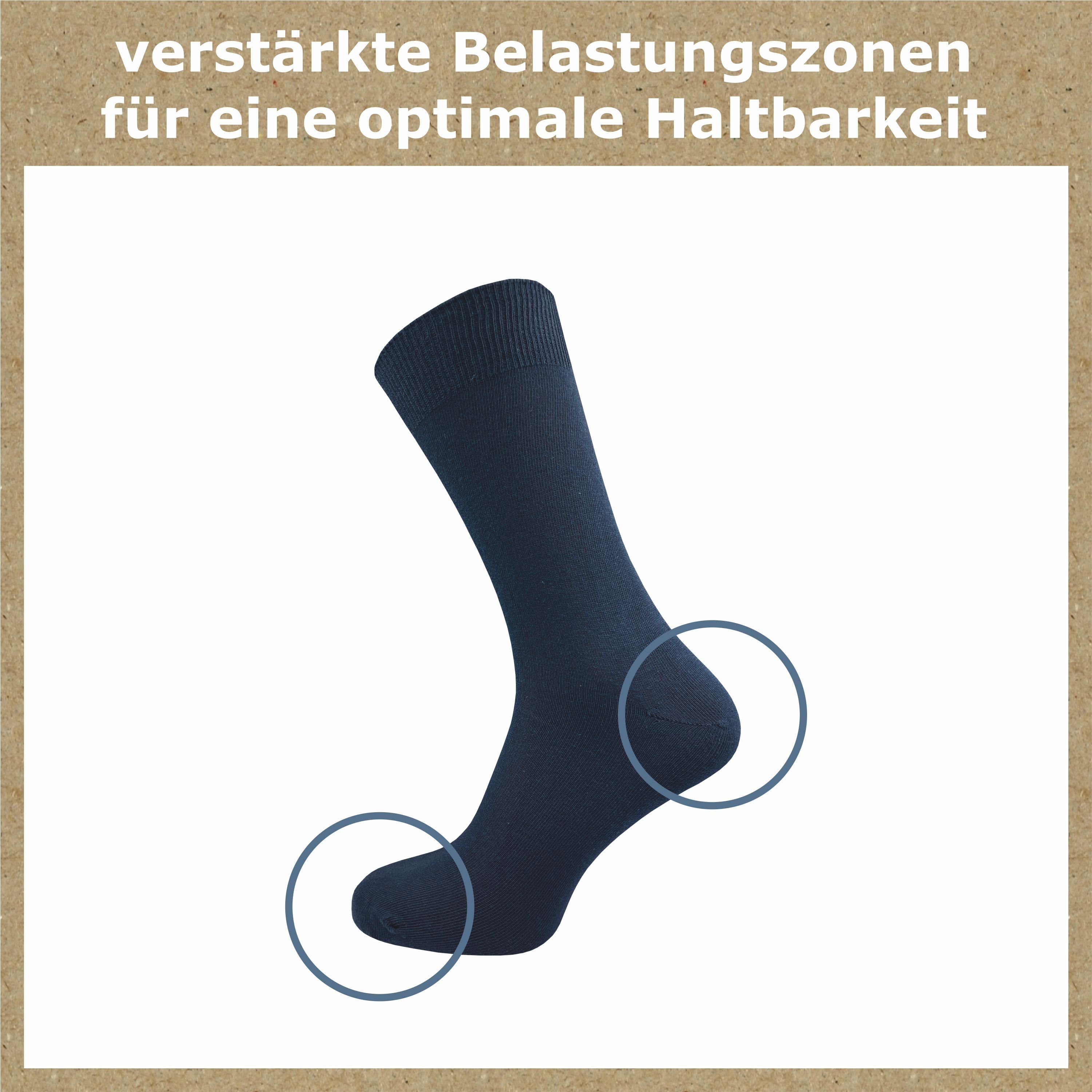 GAWILO Basicsocken aus 100% Baumwolle für Herren in 3 Farbkombinationen ohne Gummidruck (10 Paar) natur-, blau- & dunkle Töne - ideale Ergänzung Ihres Socken Sortiments