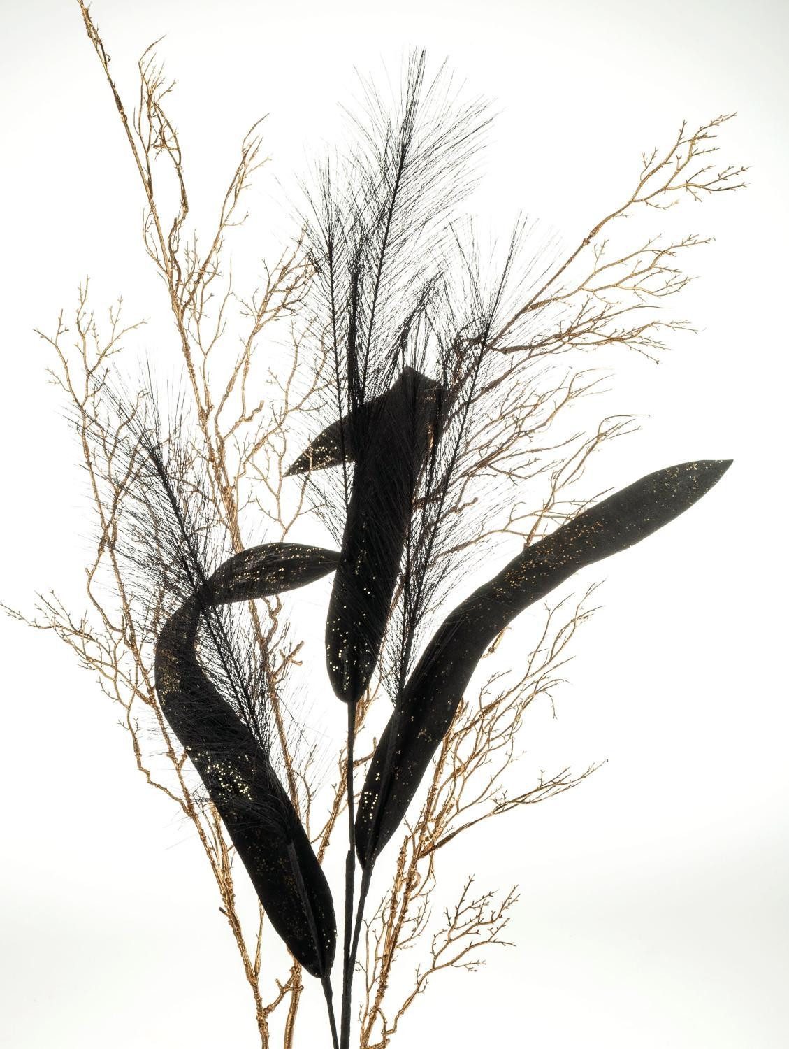 Kunstzweig Schaumstoff Zweig Schilfgras ZIGOR mit Glitzer, schwarz, 110cm Schilf, artplants, Höhe 110.0 cm