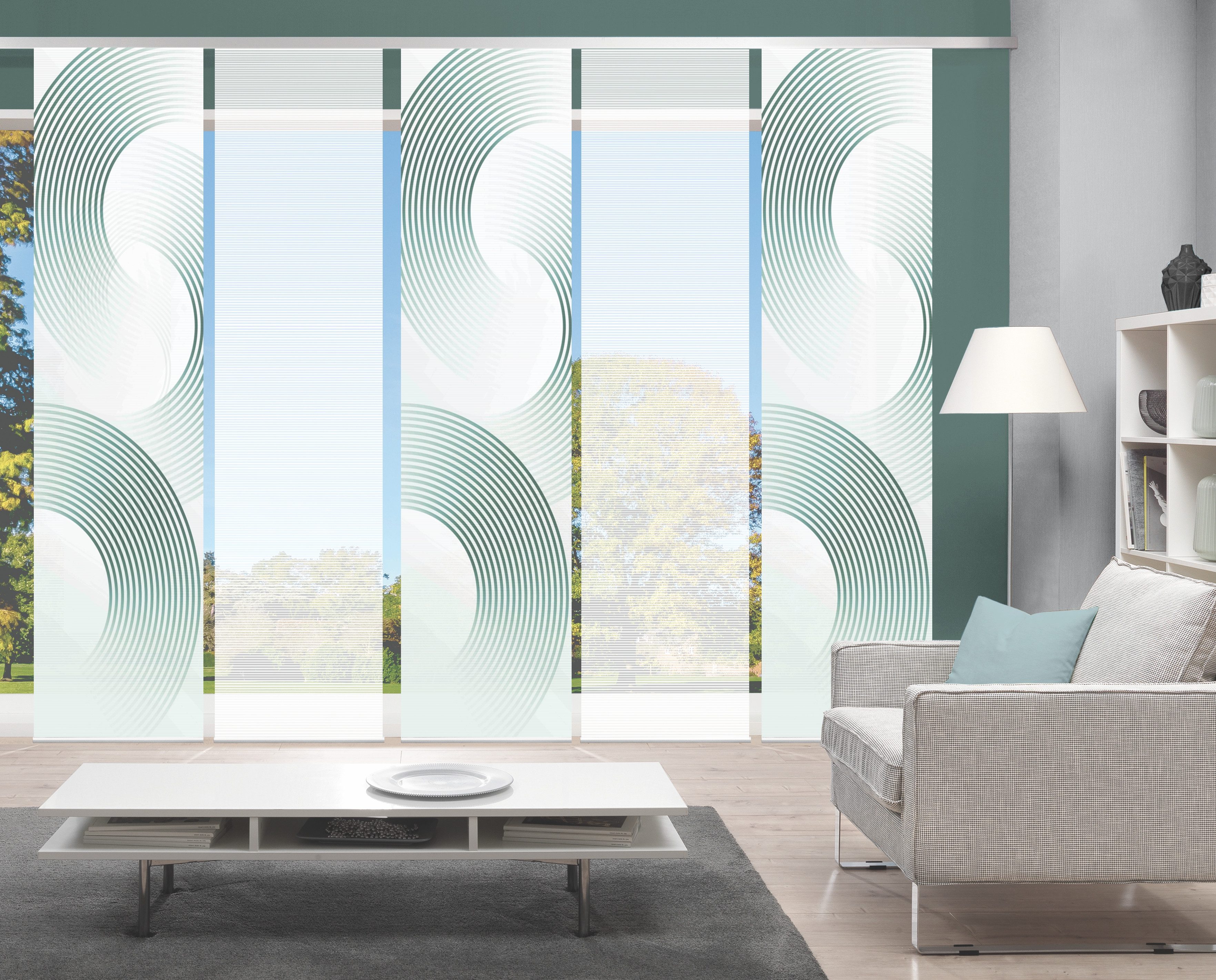 Vision Schiebegardine BEXON (5 St), Paneelwagen, halbtransparent, SET,SCHIEBEVORHANG,BAMBUS,DIGITALDRUCK