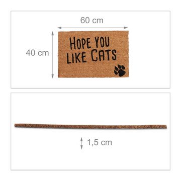Fußmatte Fußmatte Kokos mit Tierspruch, relaxdays, Höhe: 15 mm, Katze