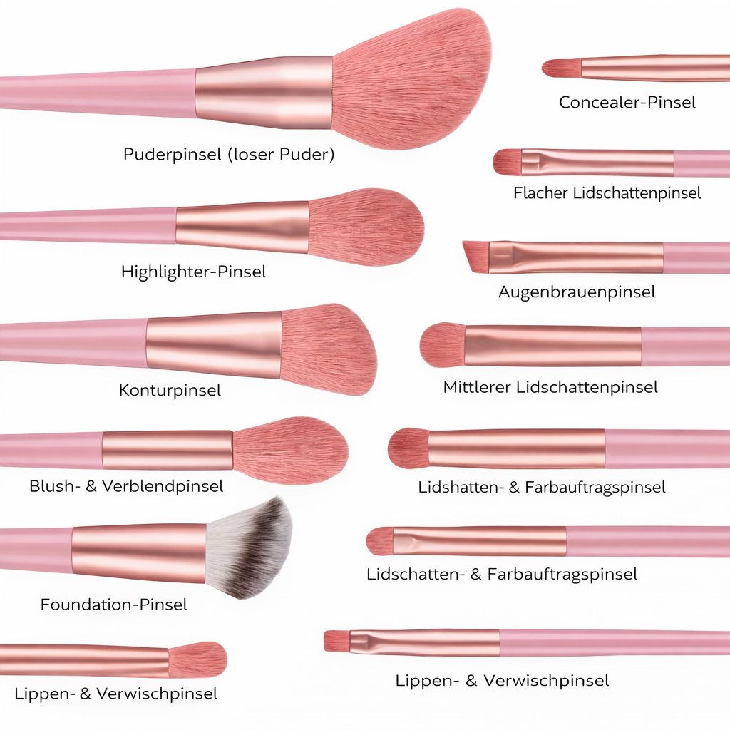 ILOKEN Make-up Set Make-up-Pinselset mit Stoffbeutel, 13-tlg. flauschig, 13-tlg, 13-teilig; flauschige Pinsel; inklusive Stoffbeutel